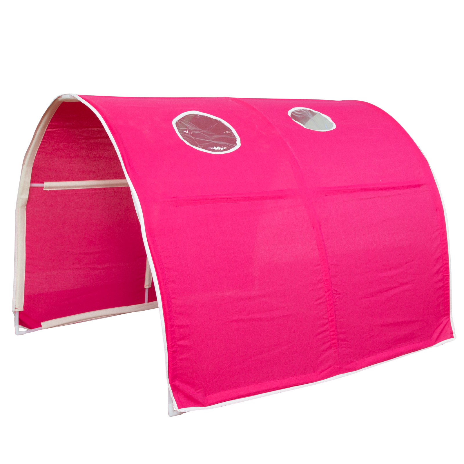 Loftbed 90x200 cm Bunk bed Childrens bed Solid Pine Wood Tower Tunnel Curtain Pink Slide Mattress Slats