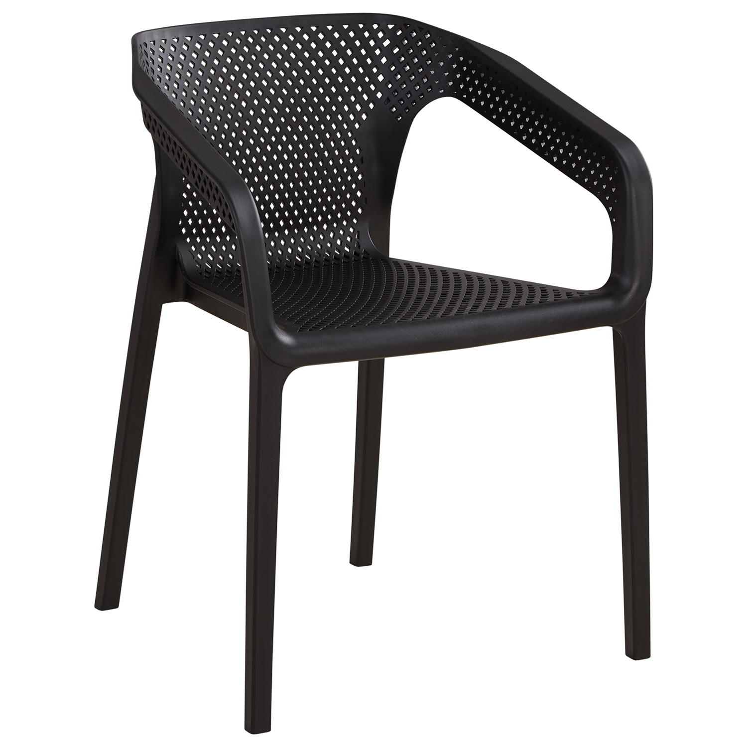 Chaise de jardin avec accoudoirs Noir Lot de 6 Fauteuils de jardin Plastique Chaises exterieur Chaises empilable