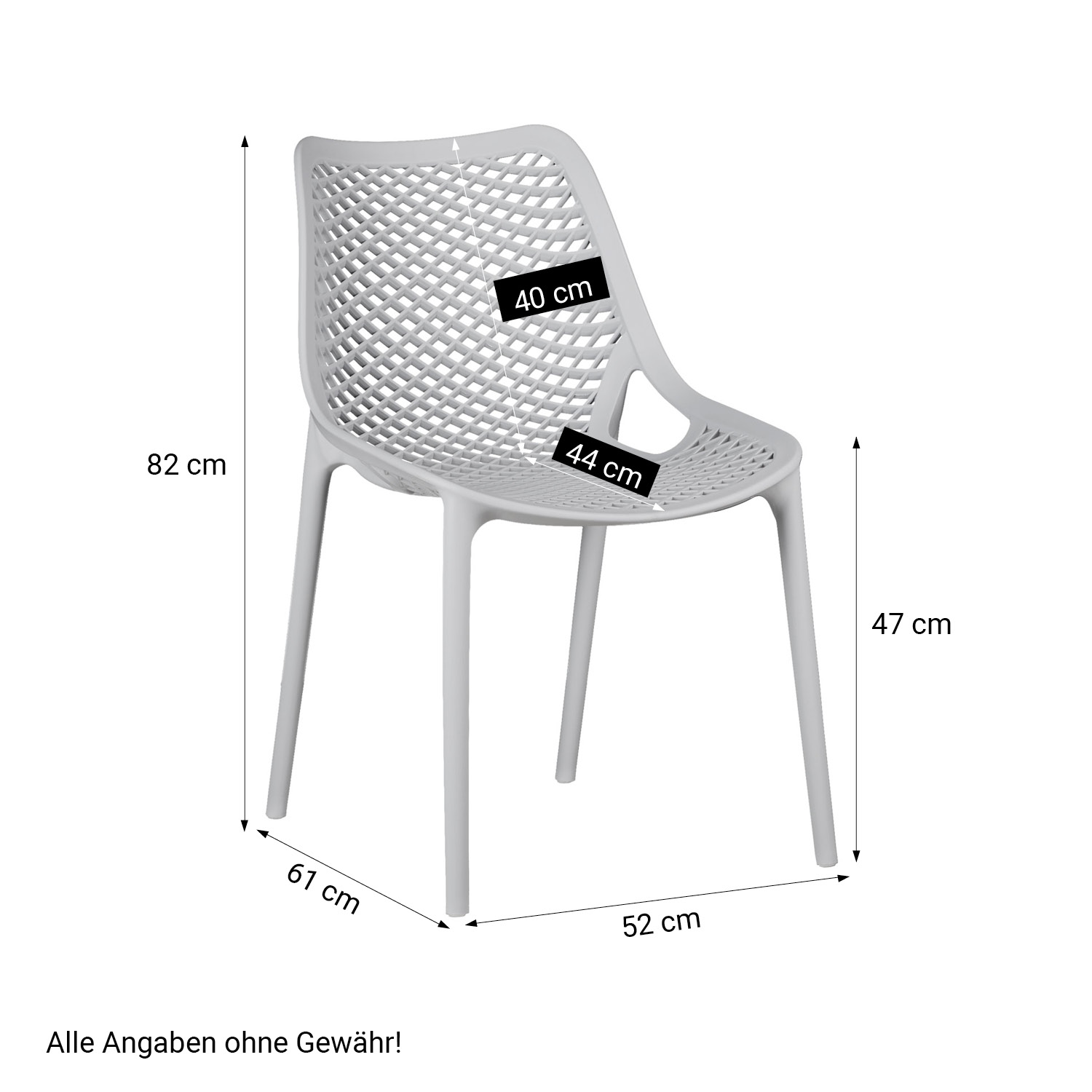 Gartenstuhl 2er Set Gartensessel Grau Stühle Kunststoff Stapelstühle Balkonstuhl Outdoor-Stuhl