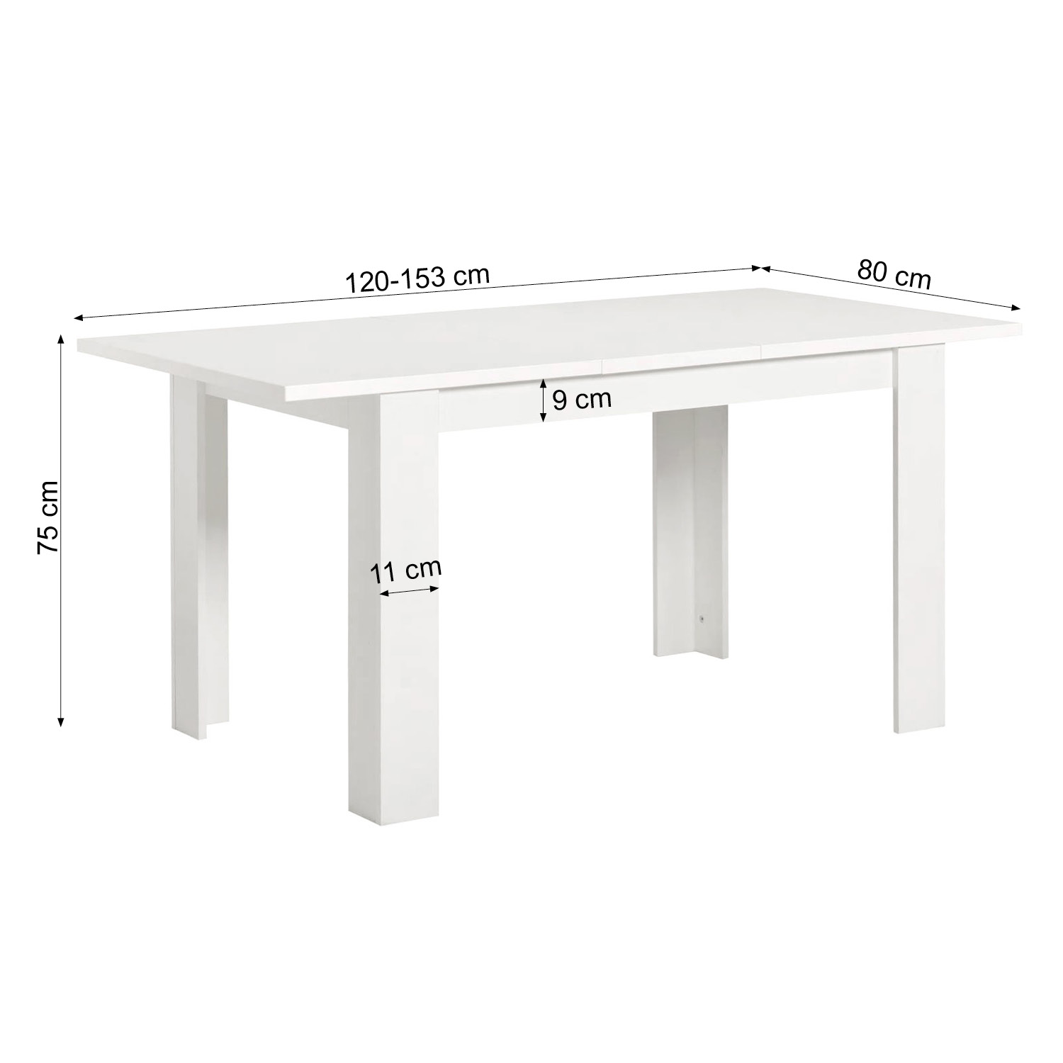 Modern Dining Table Kitchen Table Wooden Table 120x80 cm White 6 Seater Extendable