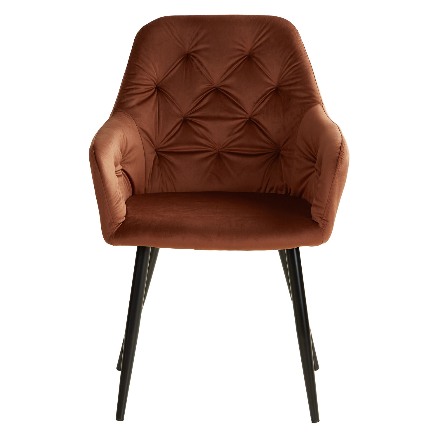 Upholstered Chair Velvet Brown | Set of 6 | with Armrests | Kitchen Dining Room Office