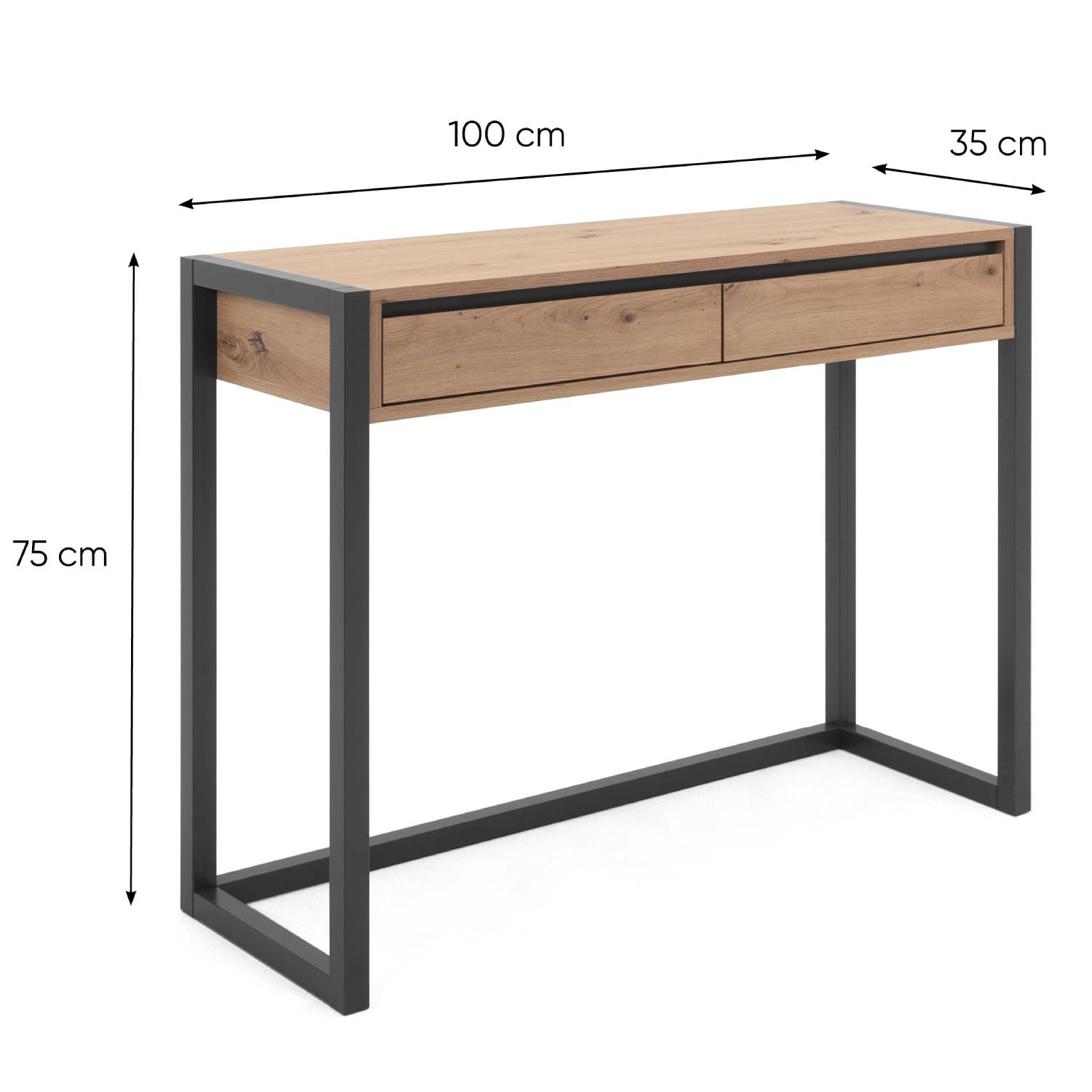 Console Table with 2 Drawers Hallway Furniture Desk Wood Industrial Style Storage