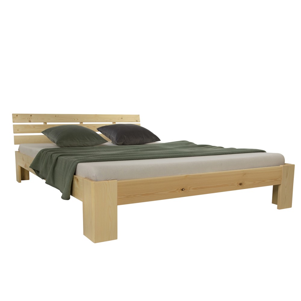 Holzbett 180x200 cm Natur | Doppelbett | mit Lattenrost | massiv | Kind Jugend Gast Schlafzimmer