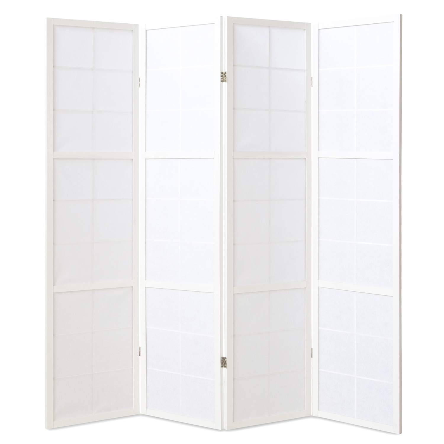 Paravent room divider 4 parts partition wall Shoji Foldable White