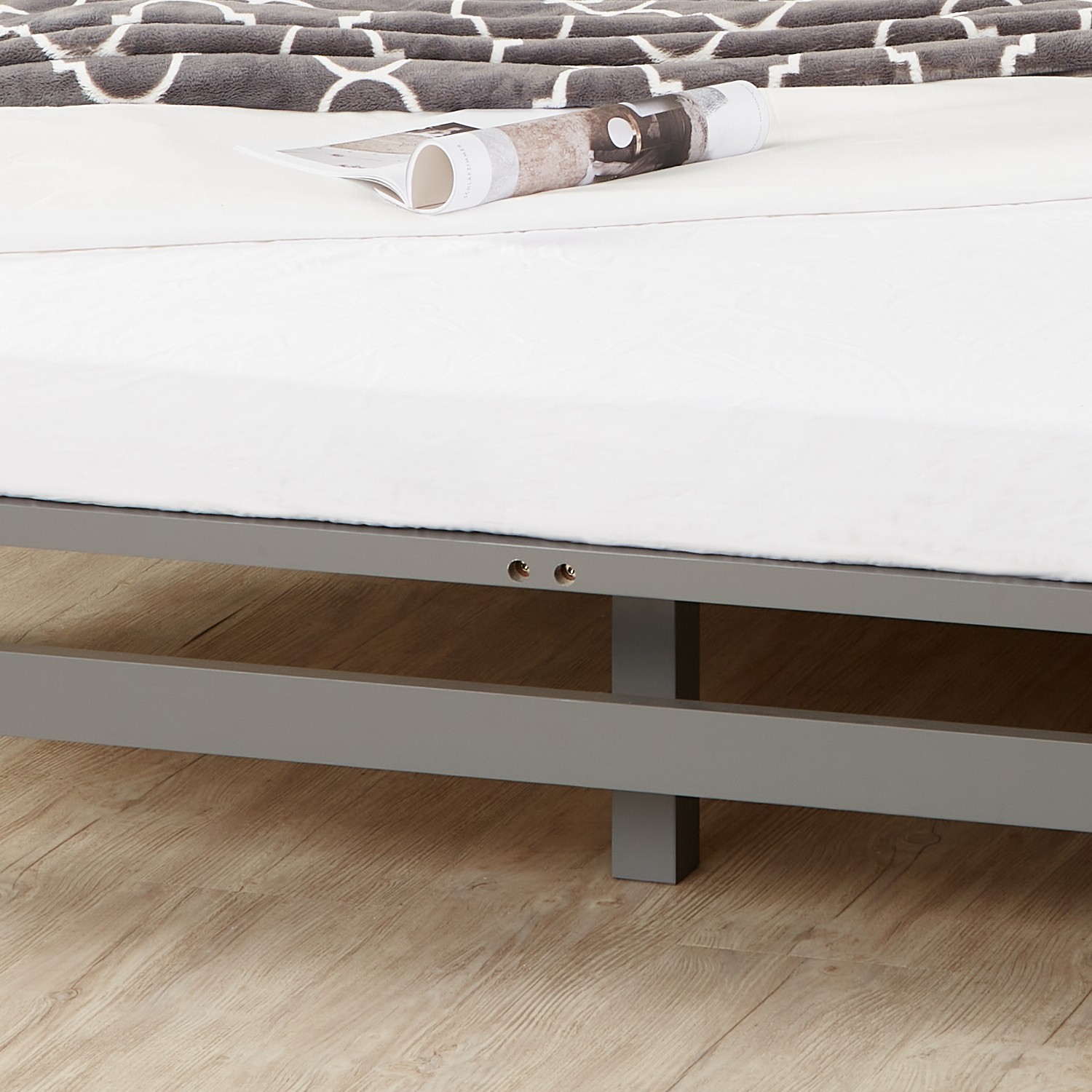 Pallet Bed 140x200 cm Gray | Double Bed | with Slatted Frame | Wood | Kids Youth Guest Bedroom