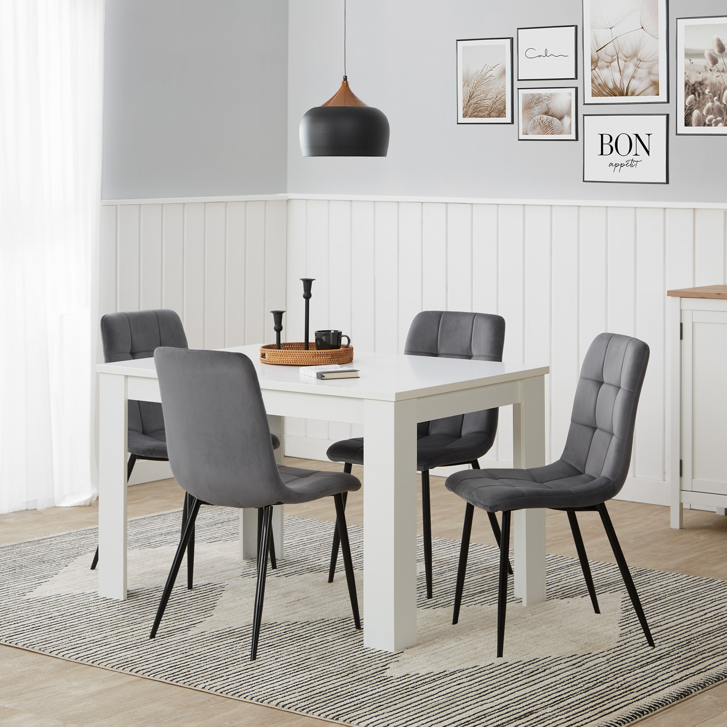 Modern Dining Table Kitchen Table Wooden Table 120x80 cm White 6 Seater Extendable