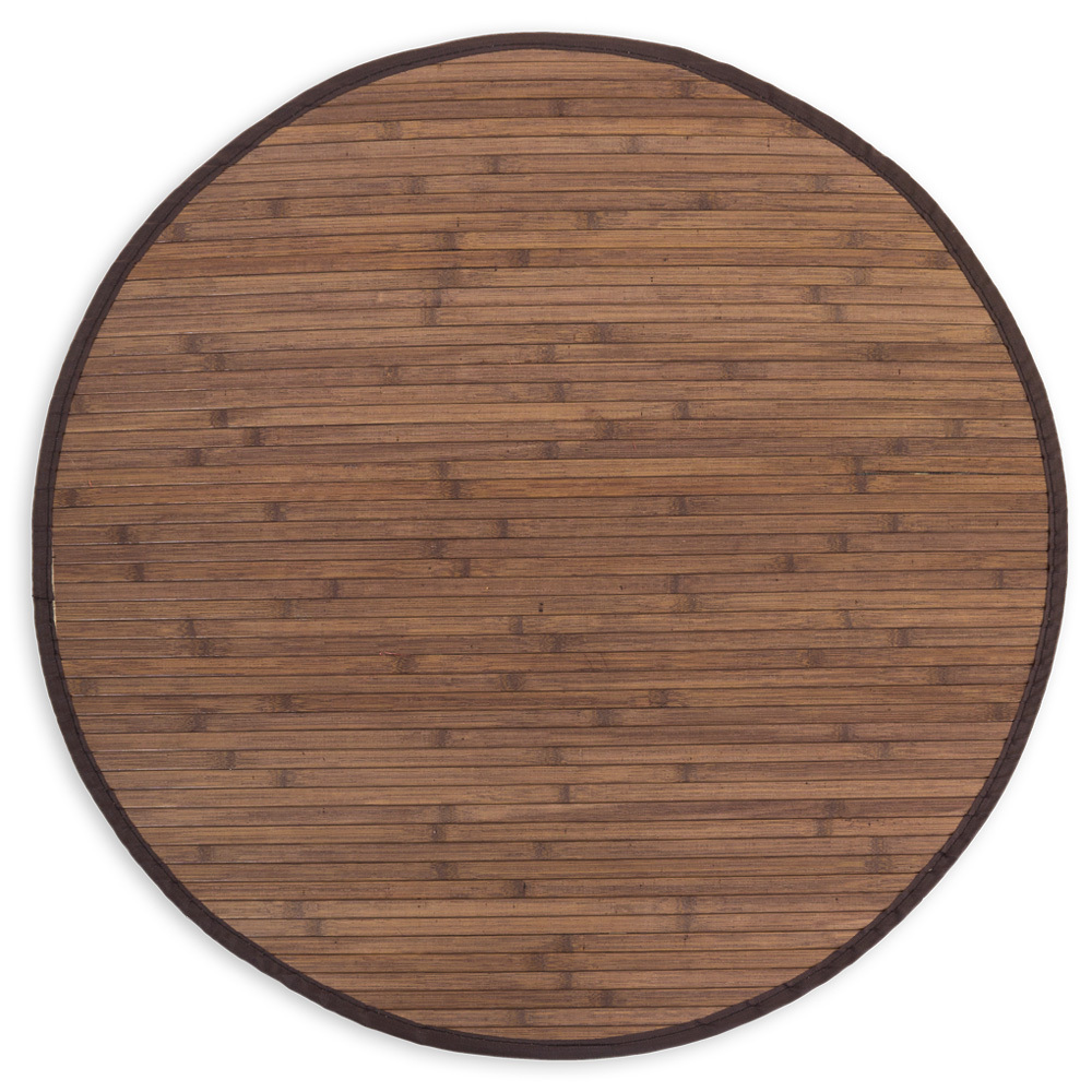 Bamboo carpet Rug 180 cm round in dark brown