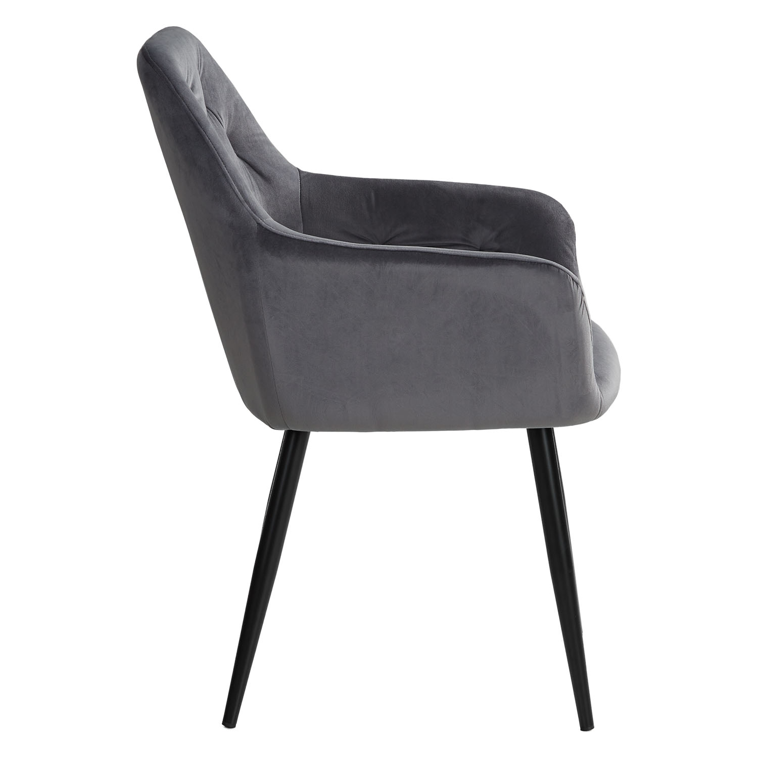 Upholstered Chair Velvet Grey | Set of 2 | with Armrests | Kitchen Dining Room Office