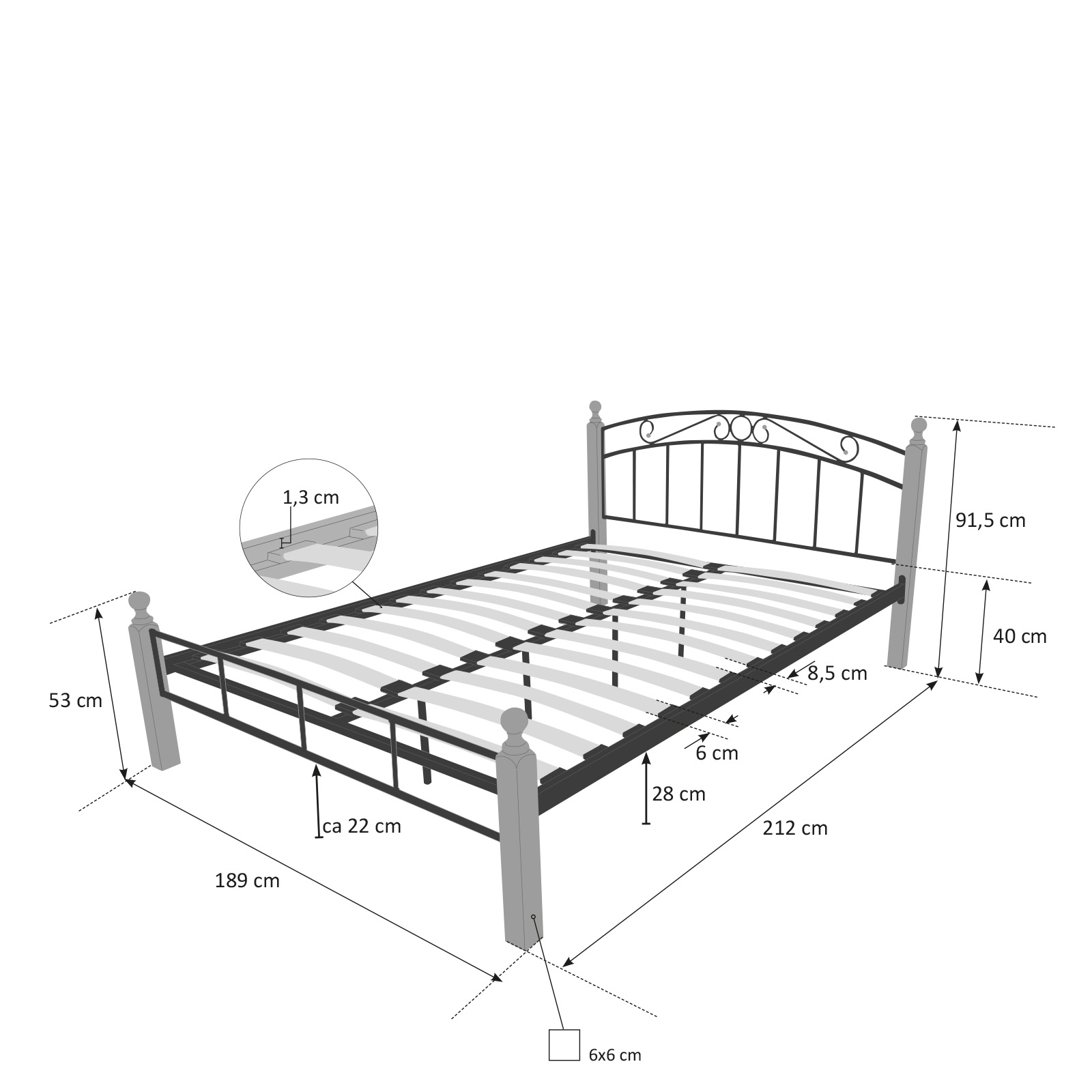 Design Iron Bed Double 180 x 200Wood Slatted black brown bed frame 916 Design Iron Bed Double 180 x 200Wood Slatted black brown bed frame 916