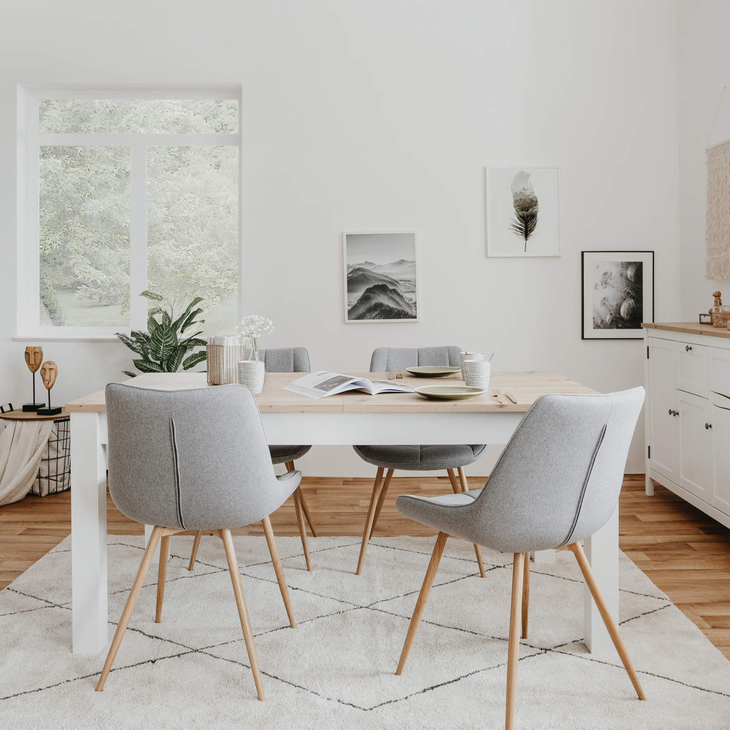 Dining table extendable Dining Room Table Kitchen Table Wooden Table White Oak