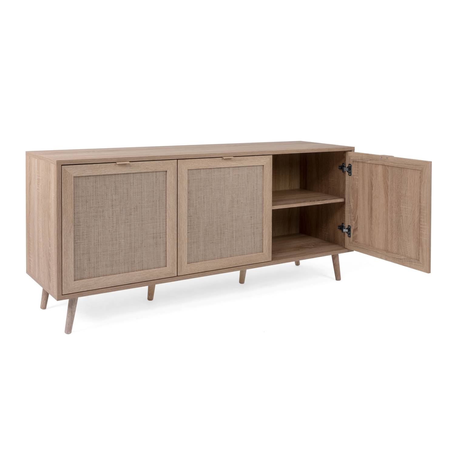 Sideboard Cabinet Cupboard Storage Solide Wood Rafia Brown