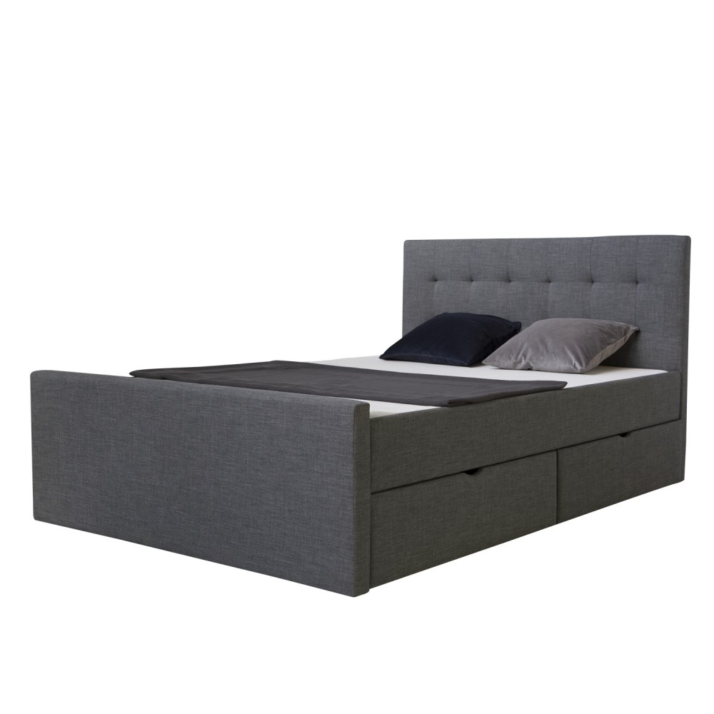 Upholstered Bed 180x200 Grey Double Bed Slatted Frame 2 Drawers Upholstered bed 140x200 cm grey anthracite | with slatted frame | with 2 bed drawers | double fabric bed frame