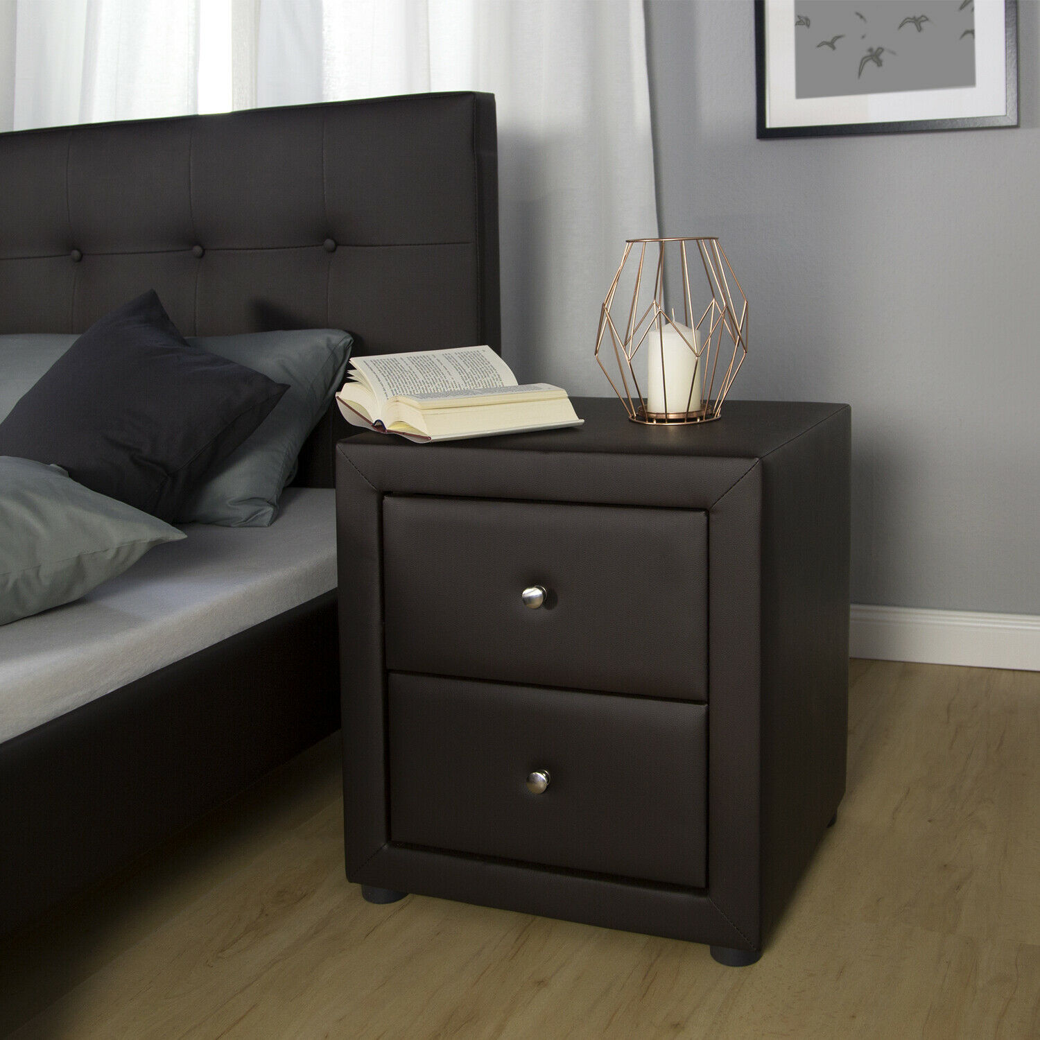 Bedside night table bedroom brown night dresser side table