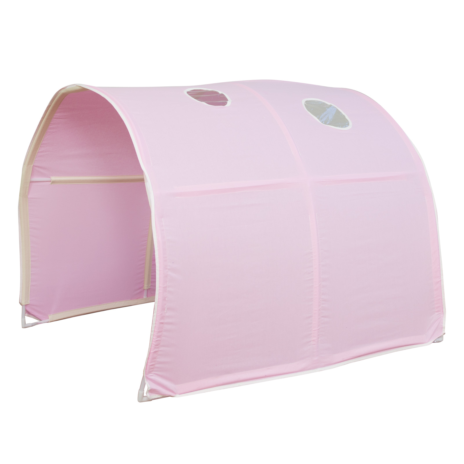 Lits superposé 90x200 cm avec Tour Tunnel Toboggan Matelas Lit mezzanine en Bois Pin Massif Rideau Rose Sommier à lattes