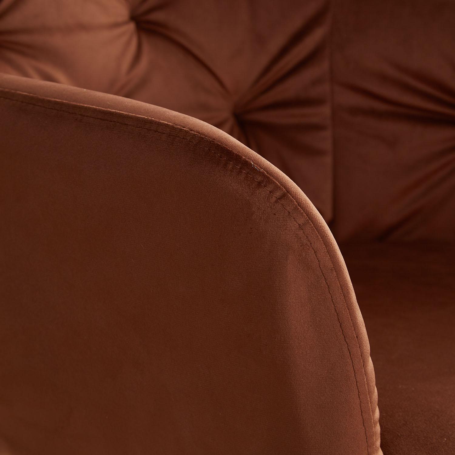 Upholstered Chair Velvet Brown | Set of 6 | with Armrests | Kitchen Dining Room Office