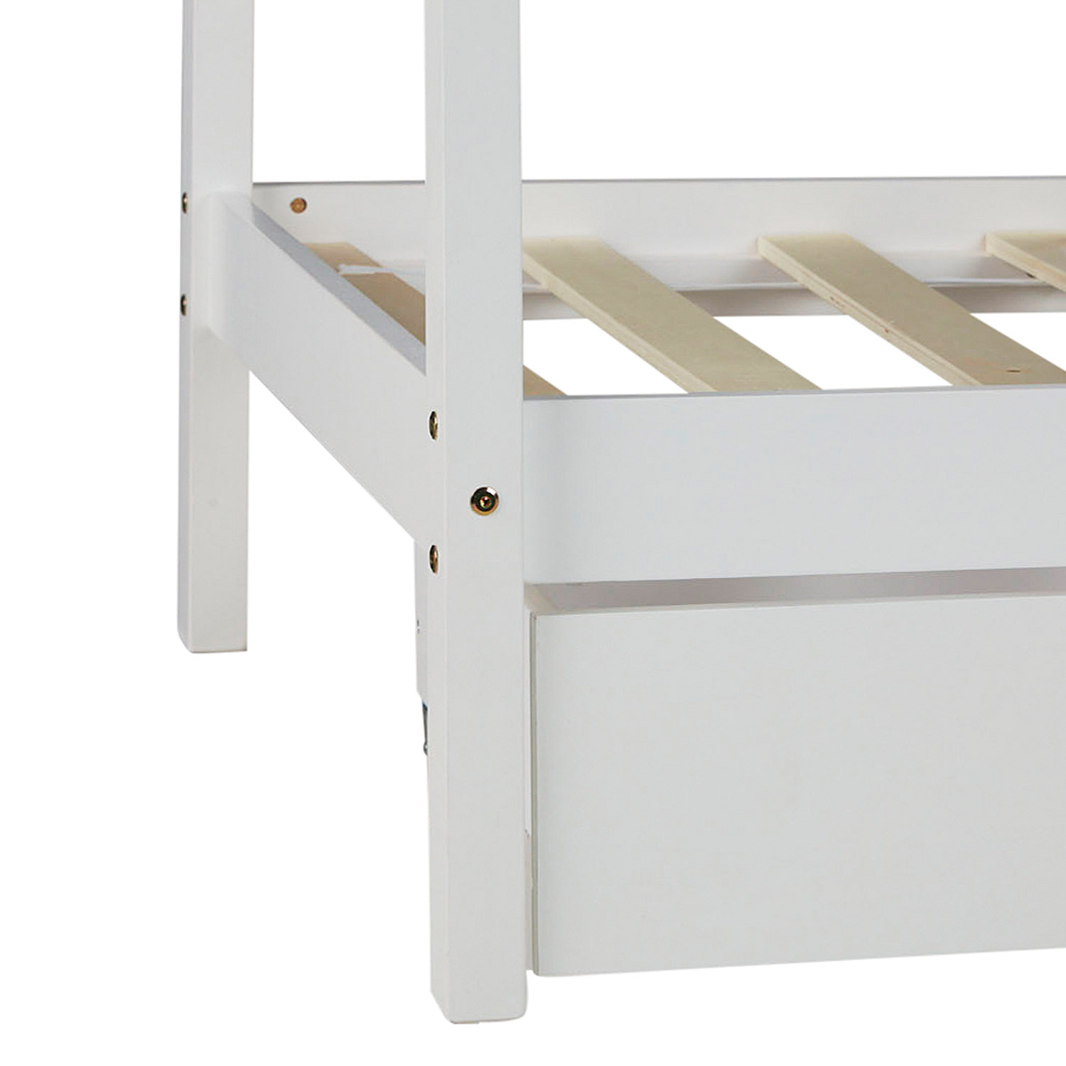 Childrens Bed with Mattress House Bed Frame For Kids 90x200 cm White With Drawers Children's Bed 90x200 cm White | House Bed with Drawers | Single Bed | with Slatted Frame | Wood