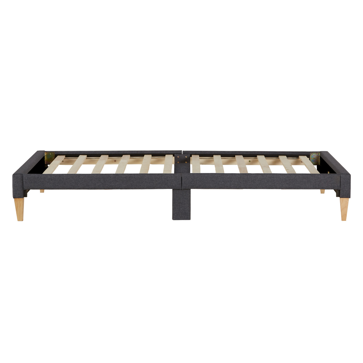 Upholstered bed 90x200 cm grey | futon bed | with slatted frame | with mattress | single fabric bed frame