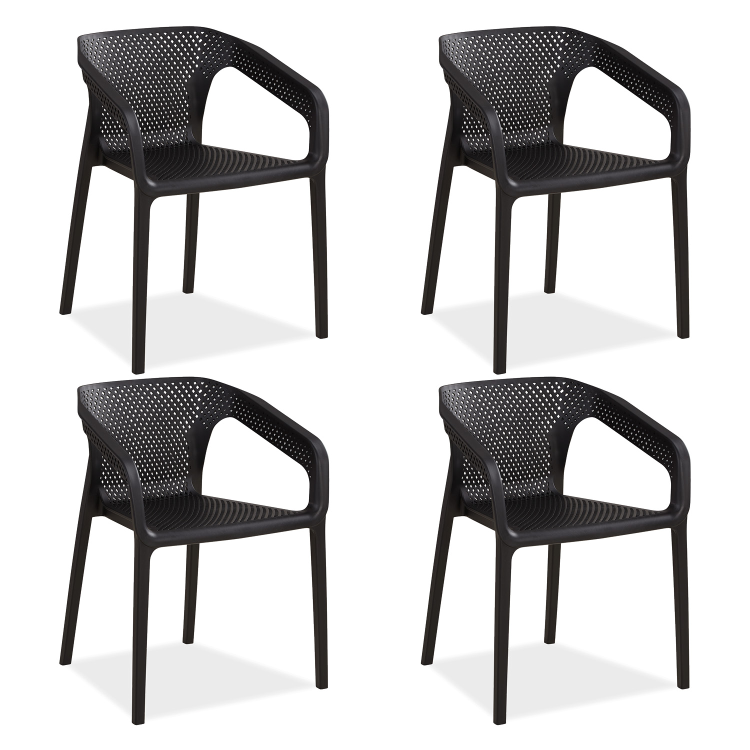 Set of 4 Garden chair with armrests Camping chairs Black Outdoor chairs Plastic Egg chair Lounger chairs Stacking chairs Set of 4 Garden chair with armrests Camping chairs Black Outdoor chairs Plastic Egg chair Lounger chairs Stacking chairs