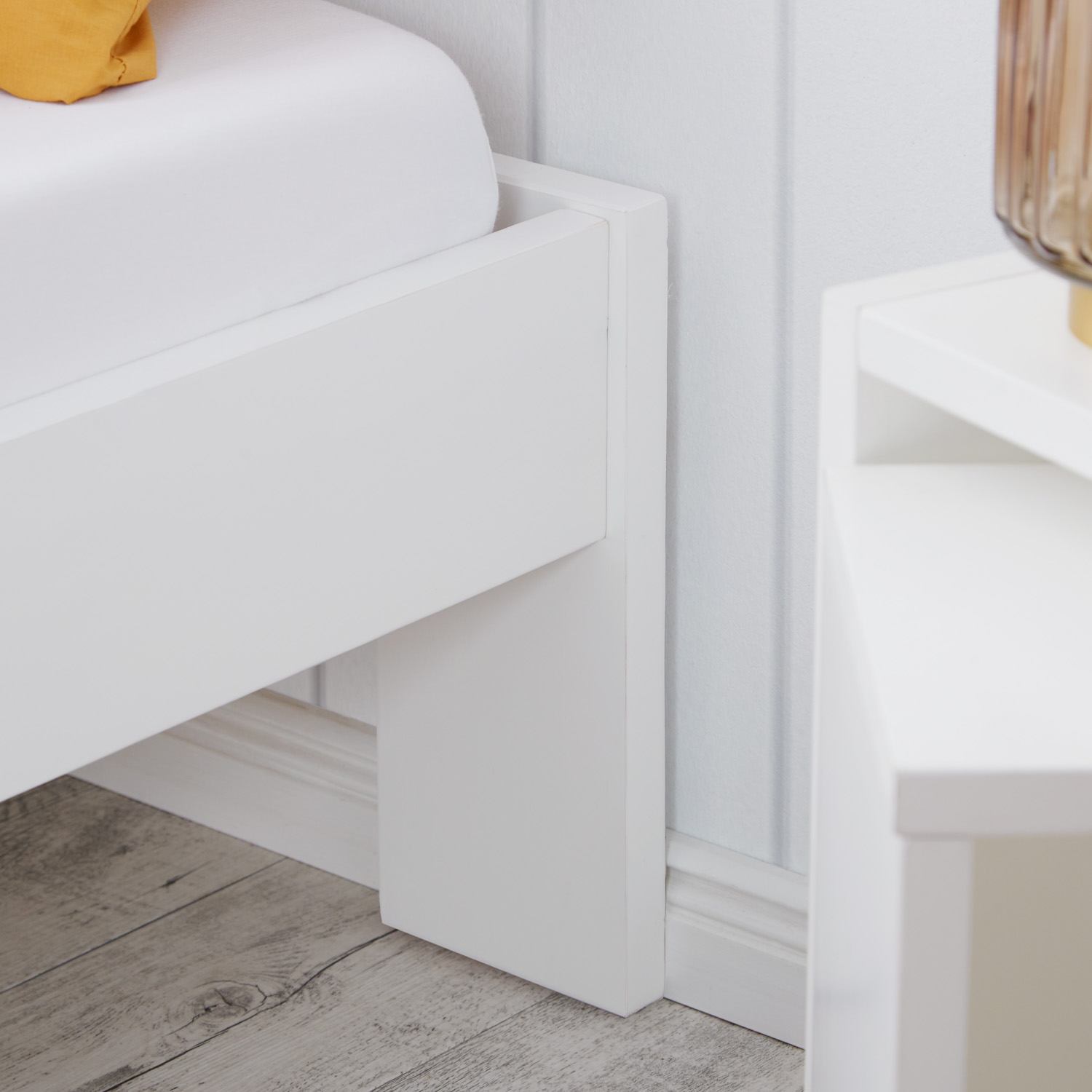 Wood Bed 90x200 cm White | Single Bed | with Slatted Frame | Solid | Kids Youth Guest Bedroom