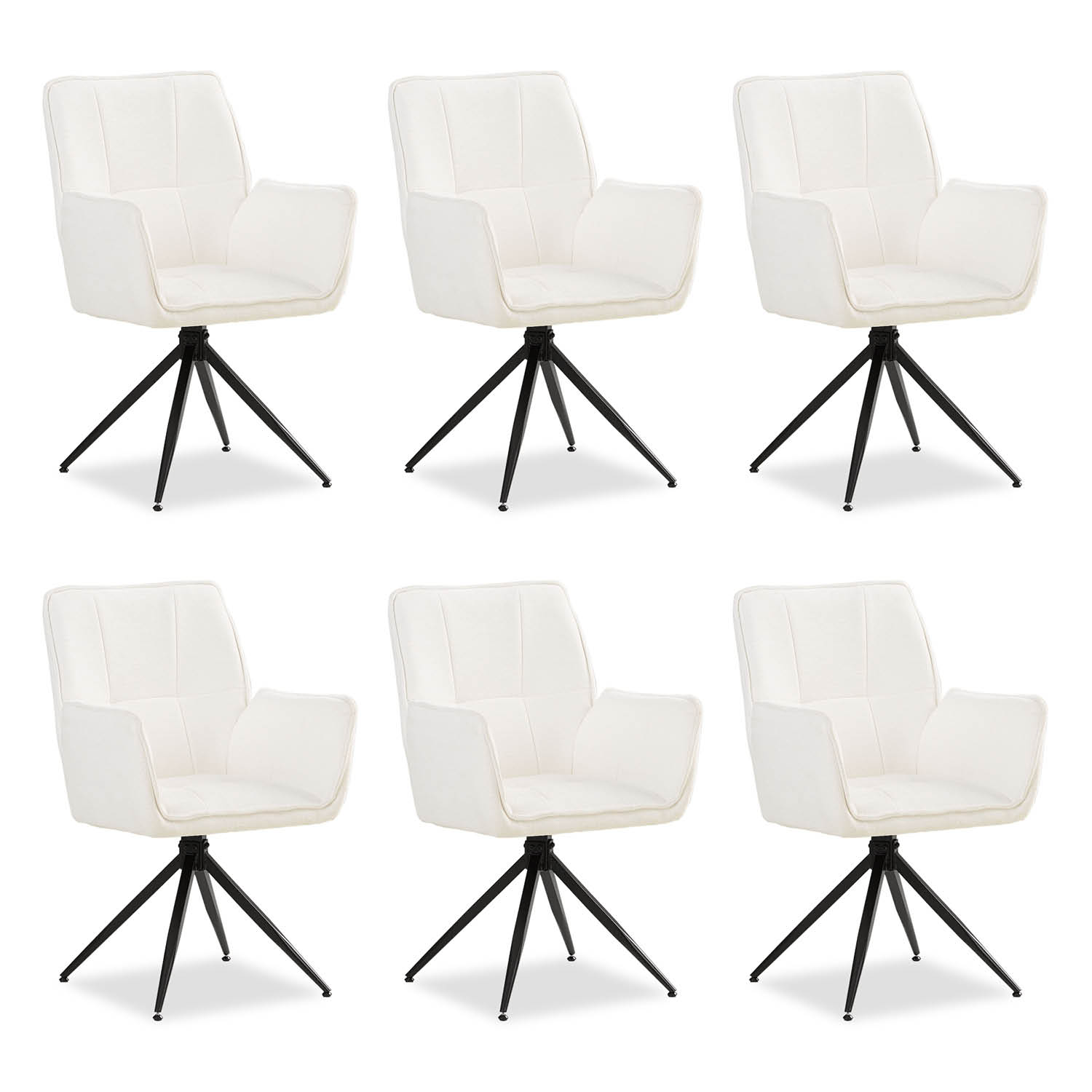 Dining Chair Set of 6 Modern Egg Chairs Chenille Yarn White Armchairs Dining Room Chairs Upholstered Chairs Eames Chairs