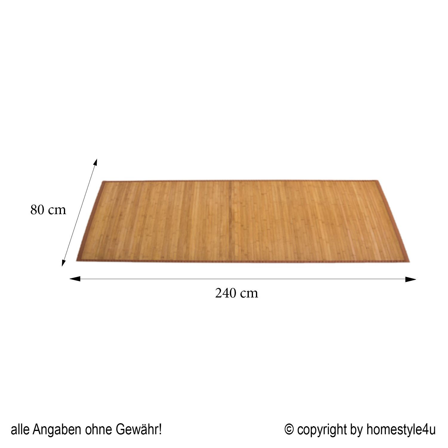 Bambusmatte Bambusteppich 80 x 240 Teppich Bambus braun