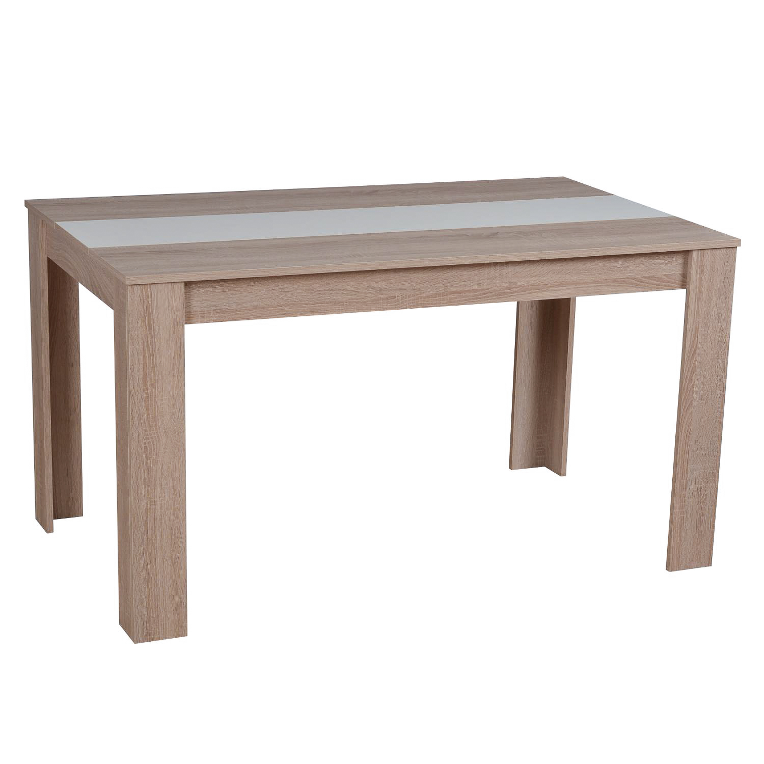 Modern Dining Table Kitchen Table Wooden Table 135x80 cm Oak White Brown 6 Seater