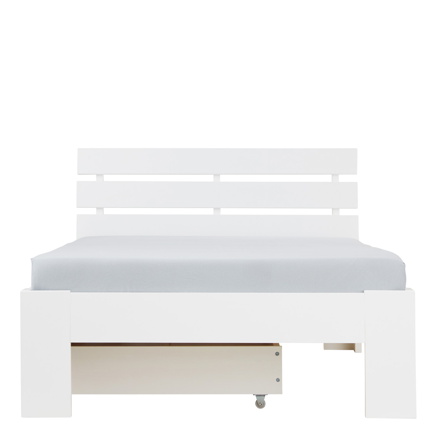 Wood Bed 90x200 cm White | Single Bed with Storage Drawer | with Slatted Frame | Solid | Kids Youth Guest Bedroom