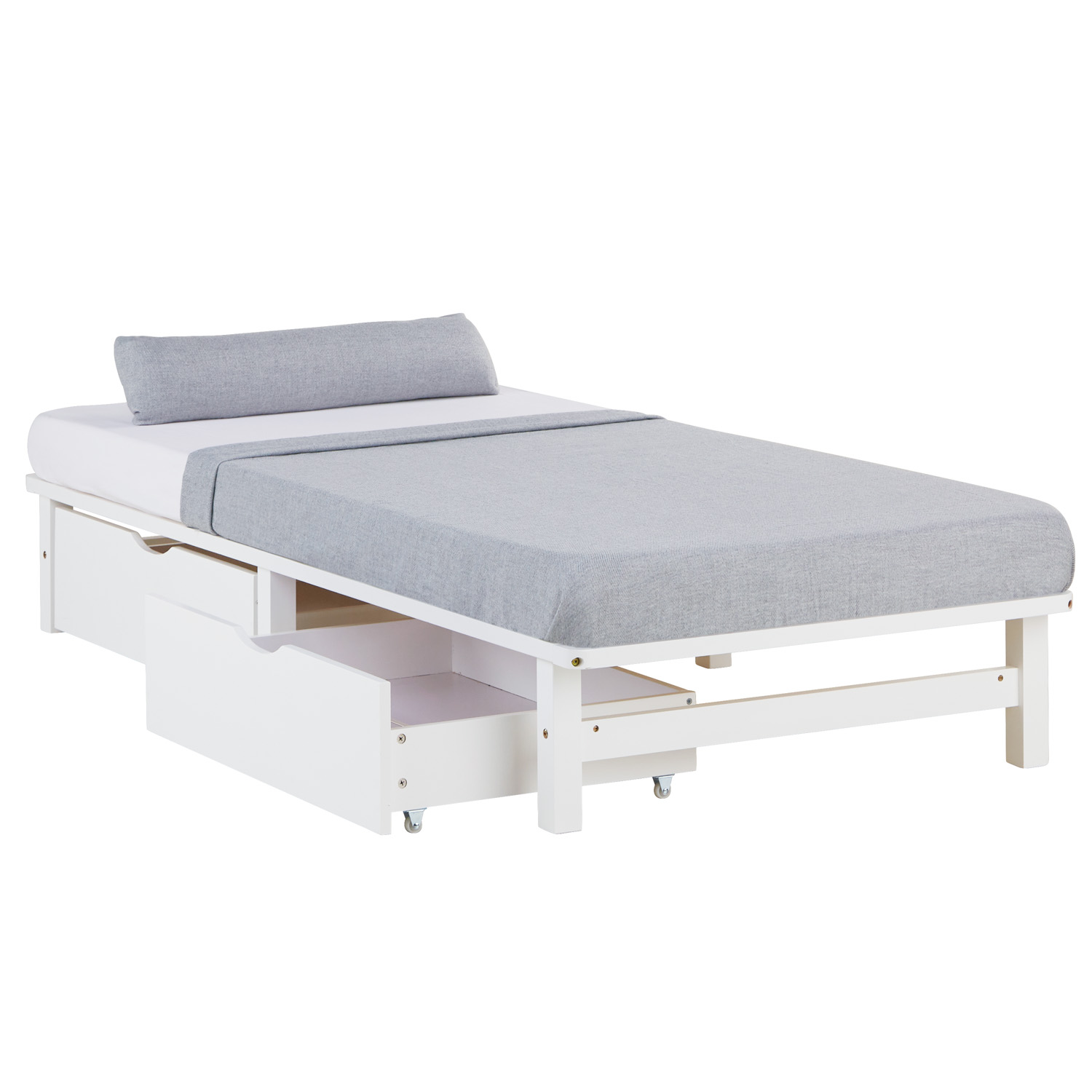 Single bed Double bed 90 100 140 x200 cm with Bed Drawer Set of 2 Wooden bed Bed frame Natural White Grey Pallet bed Mattress