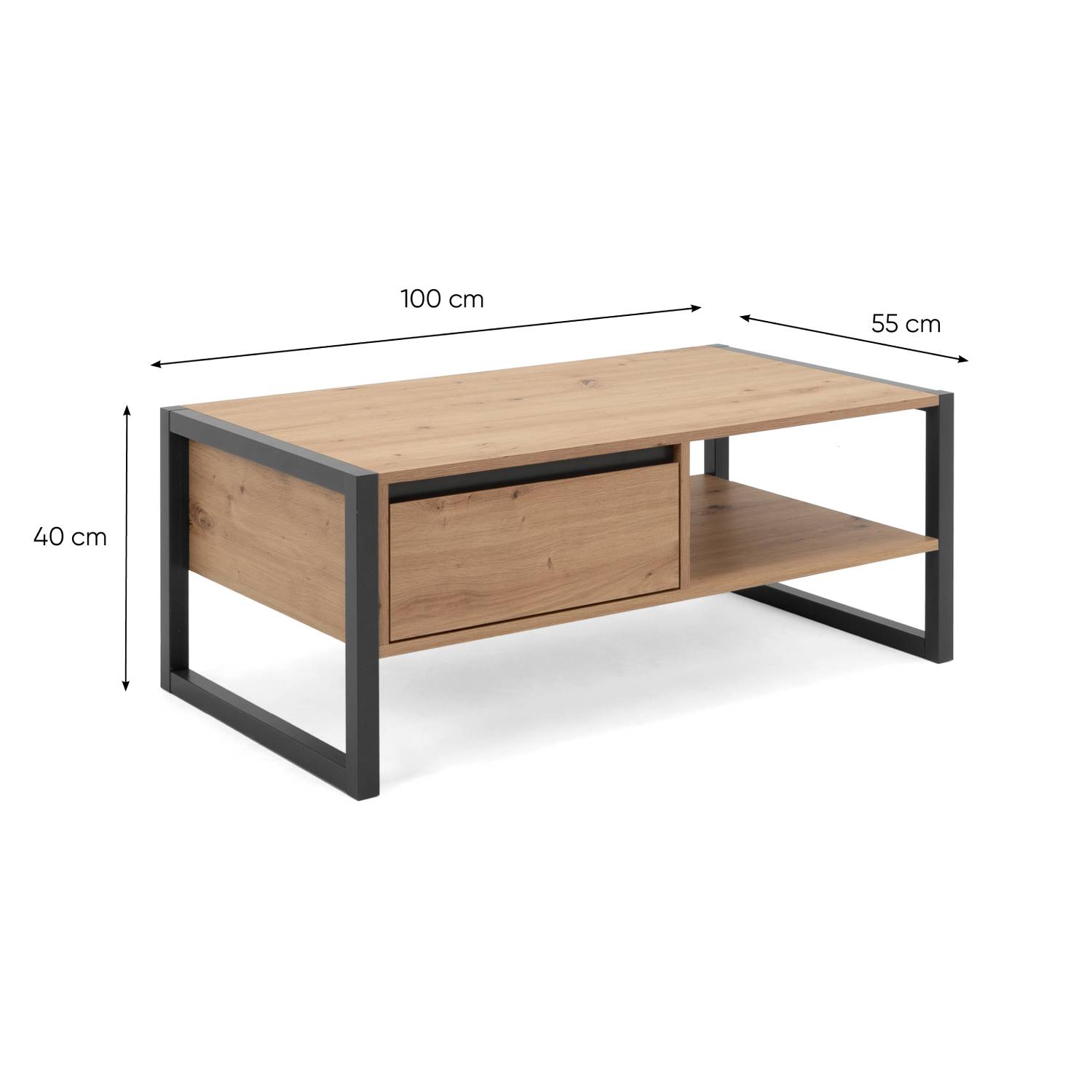 Table Basse de Bois Table Salon Table D'Appoint Gris Naturelle Massif Chêne