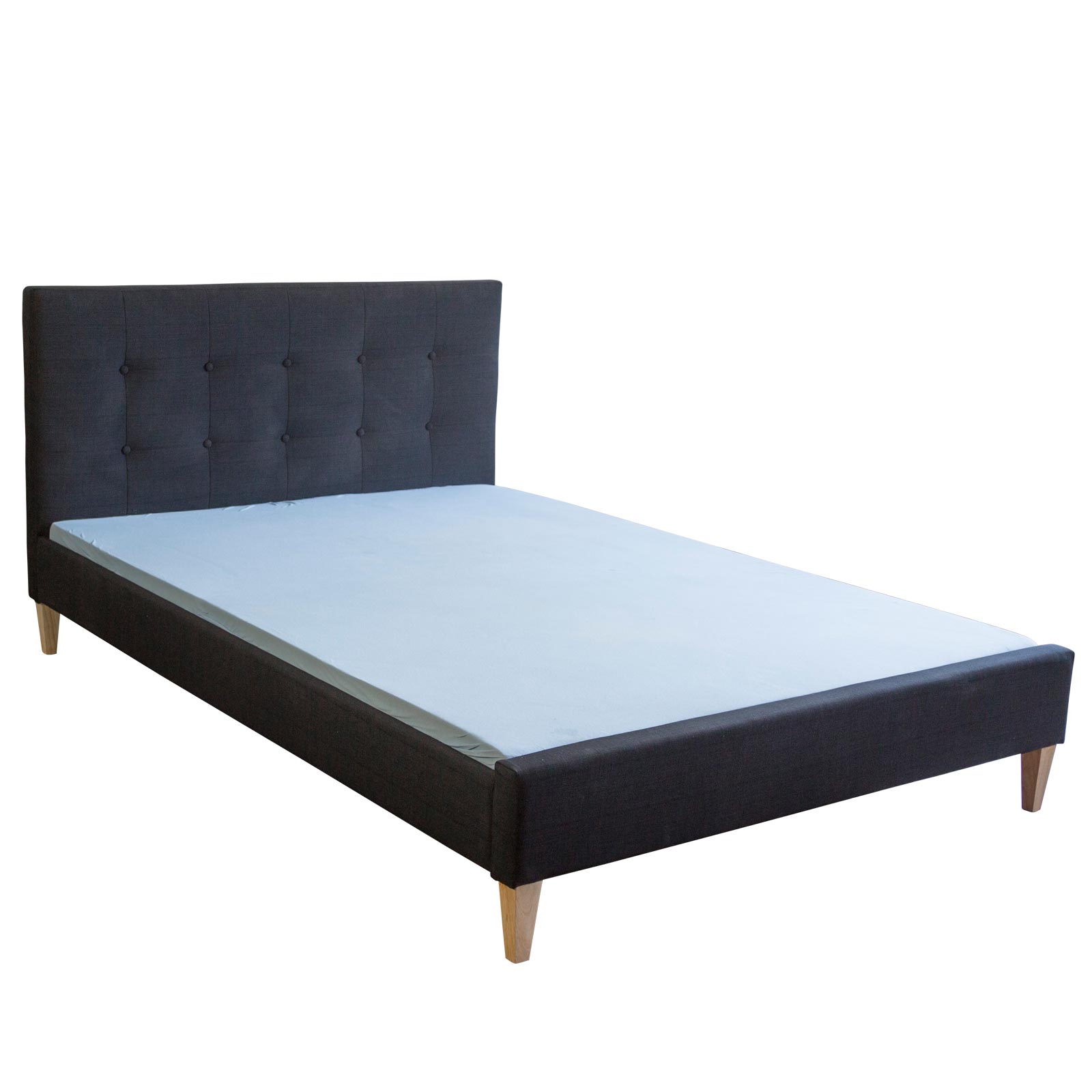 Lit en Tissu Lit king size tapisse Design Sommier inclus 180 x 200 cm noir