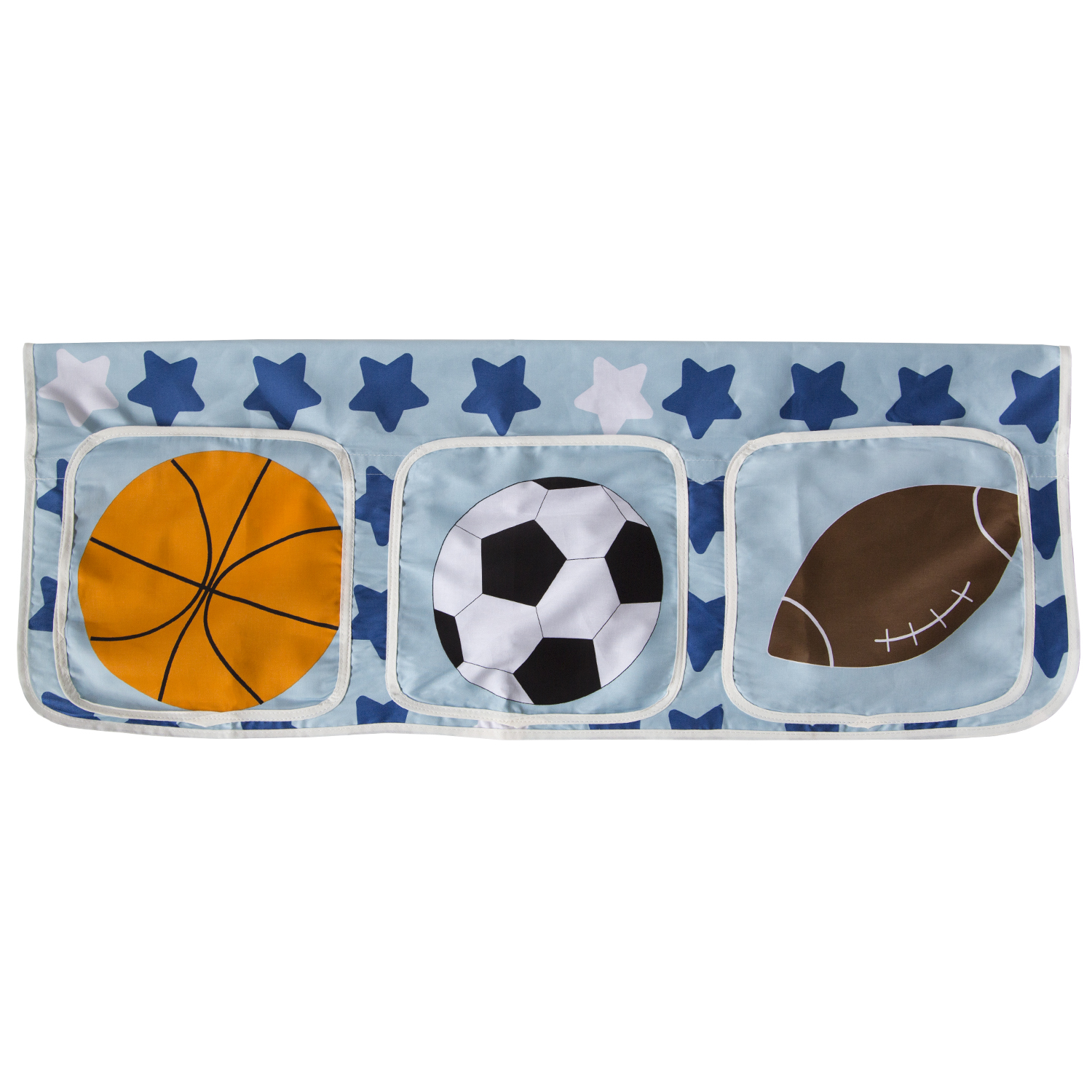 Betttasche Stofftasche für Hochbetten Tasche Kinderbett Blau Fußball Baumwolle