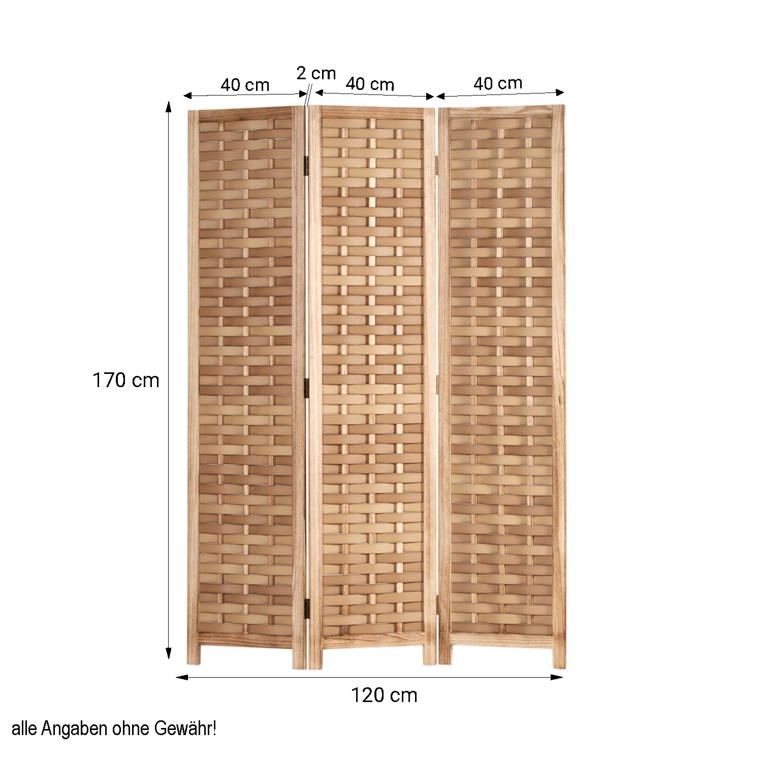 Paravent Natural Rattan-Style | 3-panel | Wood | Room Divider Partition Privacy Screen