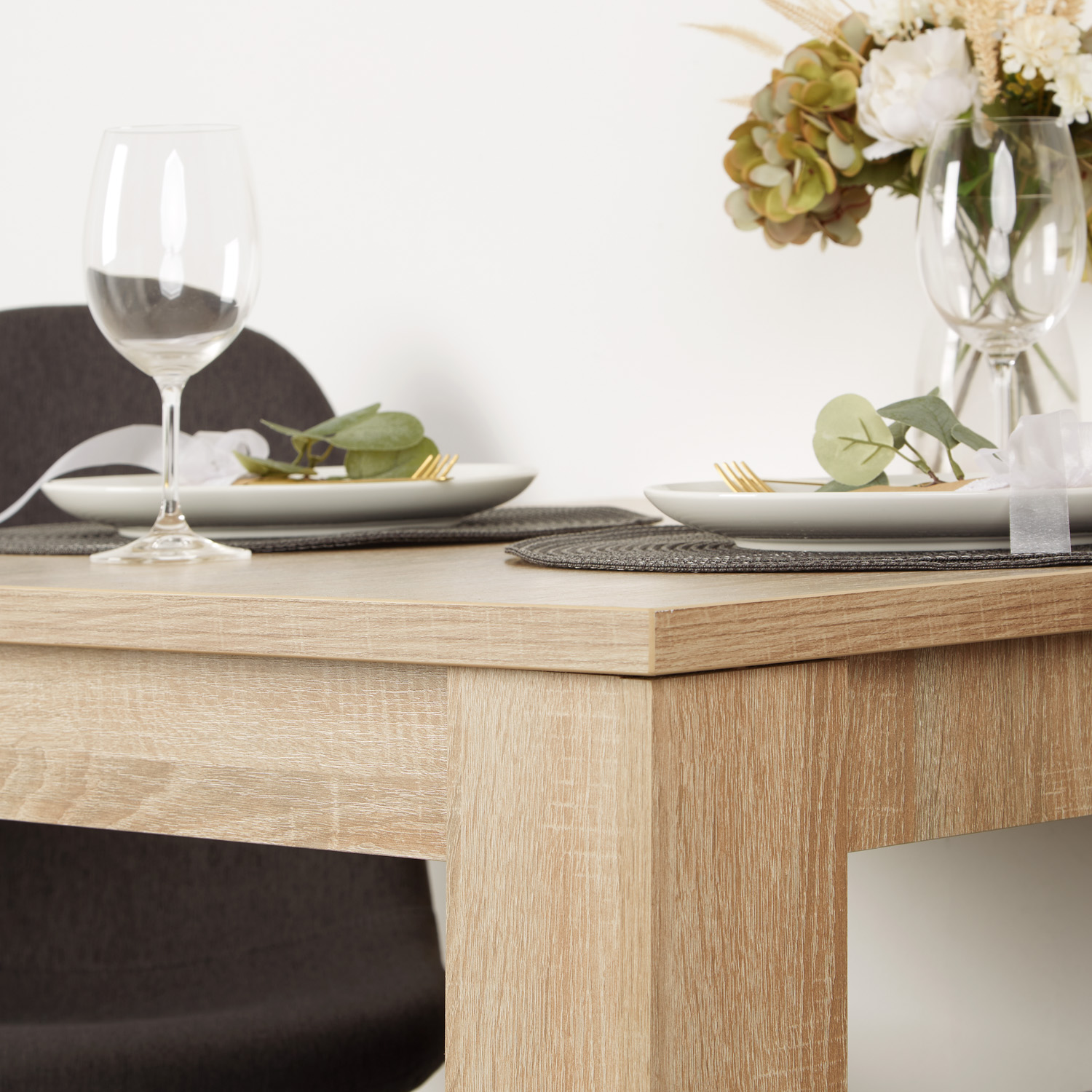 Modern Dining Table 80x80 cm with 2 Chairs Anthracite Dining Room Table Wooden Table Oak Modern Dining Table 80x80 cm with 2 Chairs Anthracite Dining Room Table Wooden Table Oak