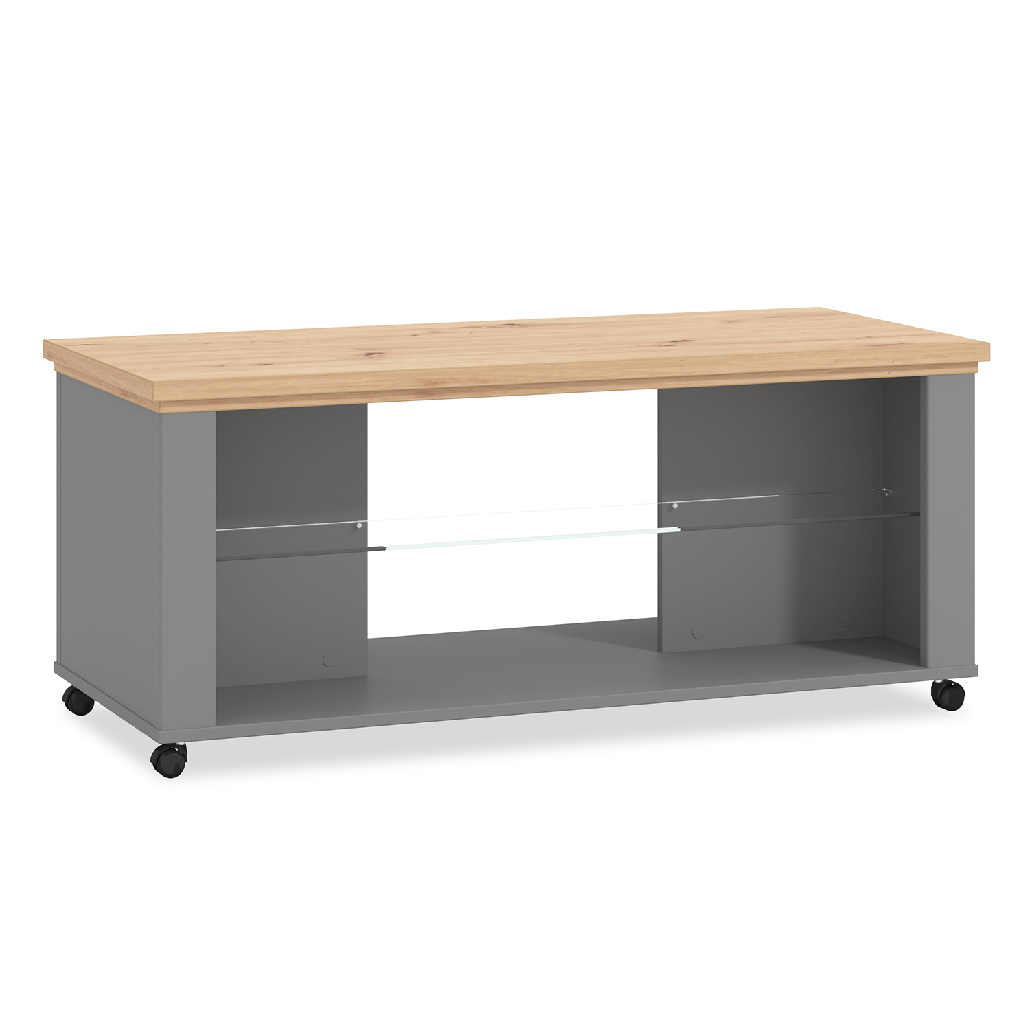 Coffee Table Living Room Table with Castors Wooden Table Oak Grey Storage