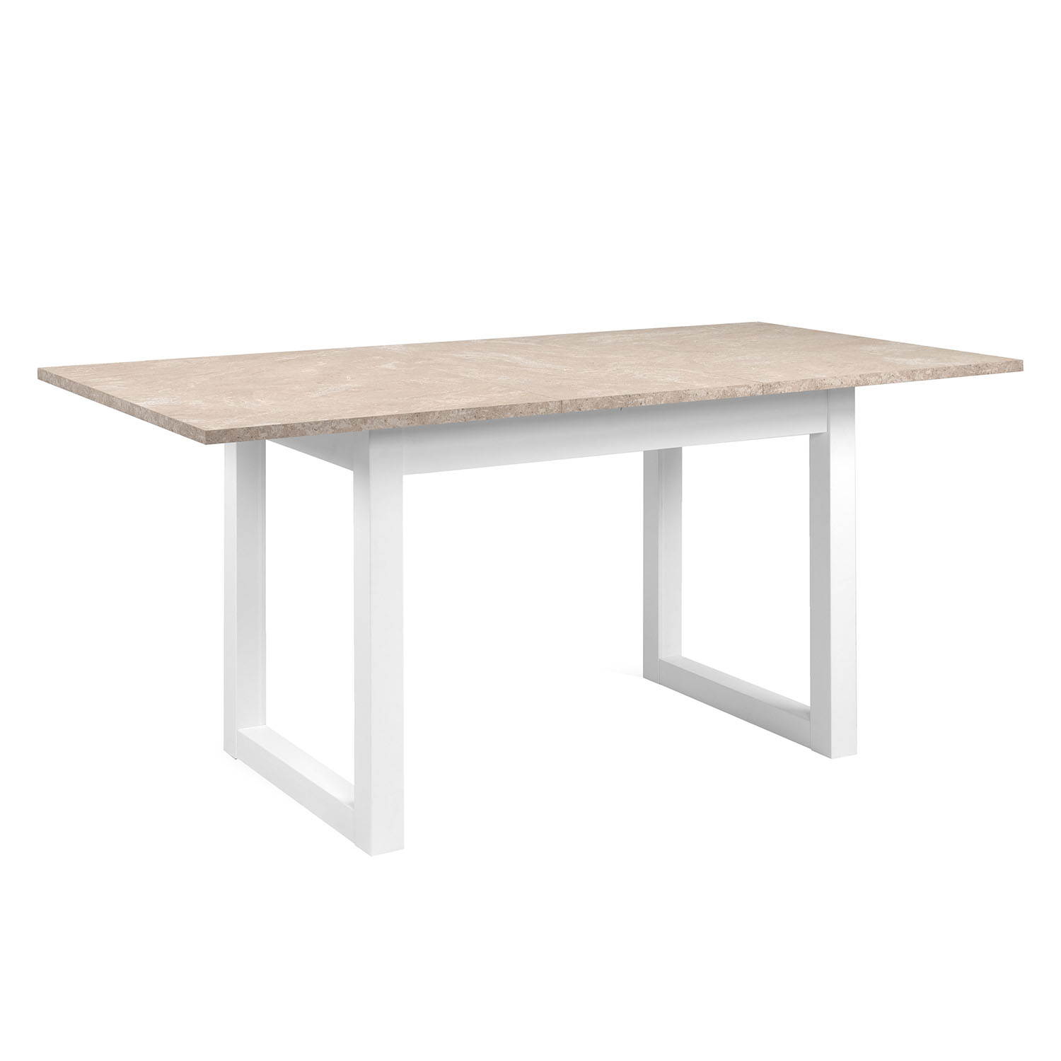 Extendable Dining Table 120x80 cm Kitchen Table Wooden Table White Sand stone Living Room Table