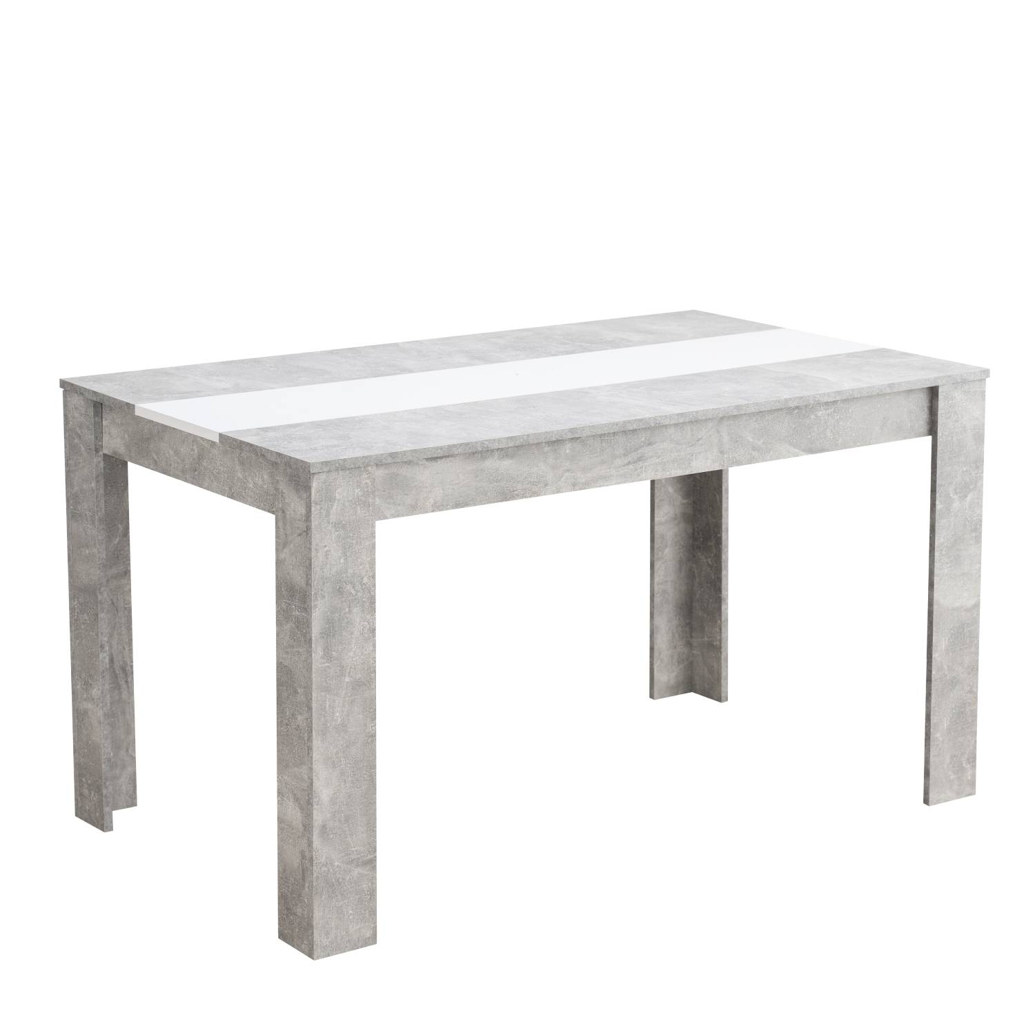 Esstisch Esszimmertisch Holztisch Küchentisch 135x80 cm Beton Optik Holz Massiv Grau Weiß