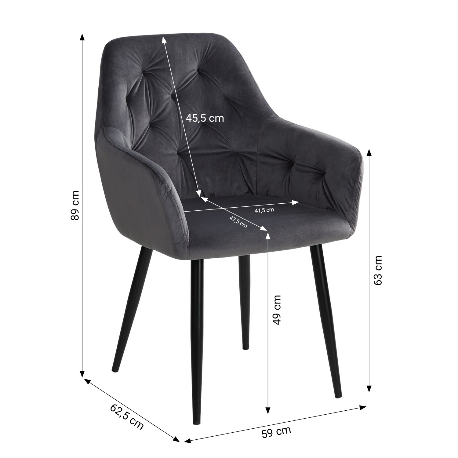 Dining Chair Egg Chair Velvet Grey Armchair Dining Room Chair Upholstered Chair Eames Chair Upholstered Chair Velvet Grey | single | with Armrests | Kitchen Dining Room Office