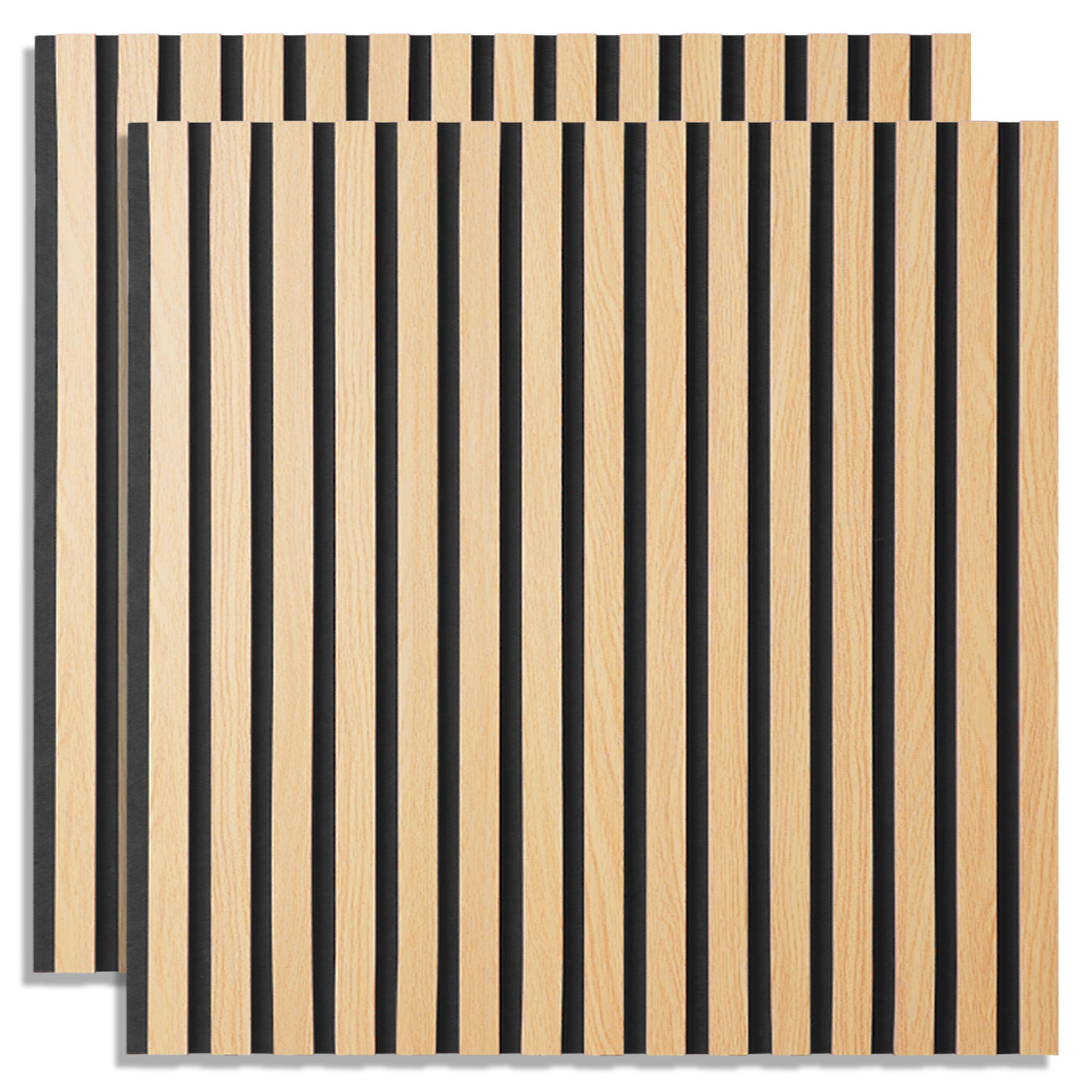 Acoustic Panels Wall Panels 60 x 60 cm Natural Oak | Wood | 2-piece Set | 3D Strips Acoustic Panels Wall Panels 60 x 60 cm Natural Oak | Wood | 2-piece Set | 3D Strips