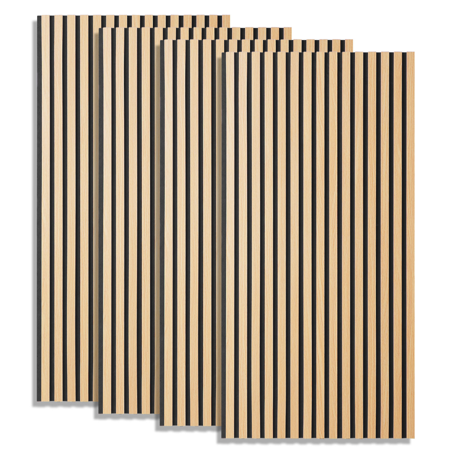 Panneaux acoustiques Muraux 60 x 120 cm Chêne Naturel | Bois | Set de 4 | Lattes 3D