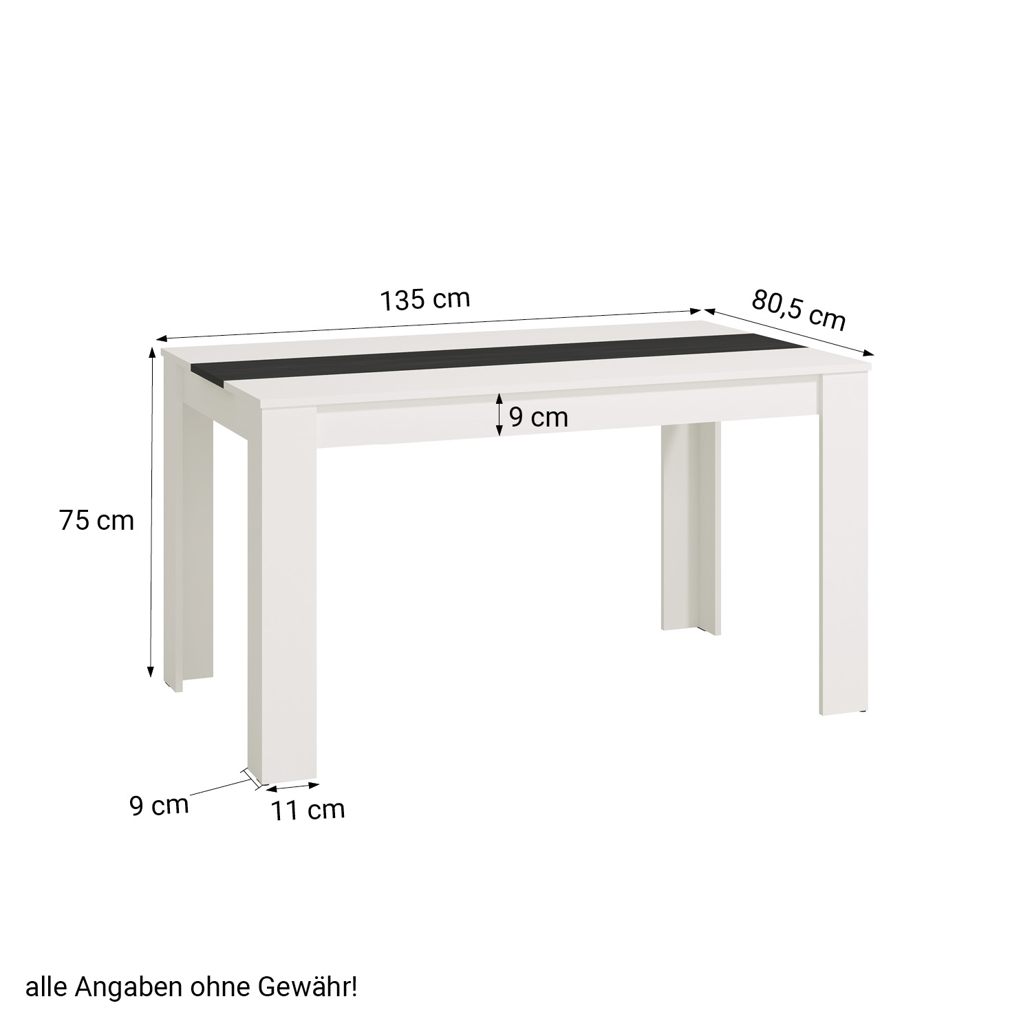 Dining Table Wooden Kitchen Table Several Colours 135x80 cm Wood Solid