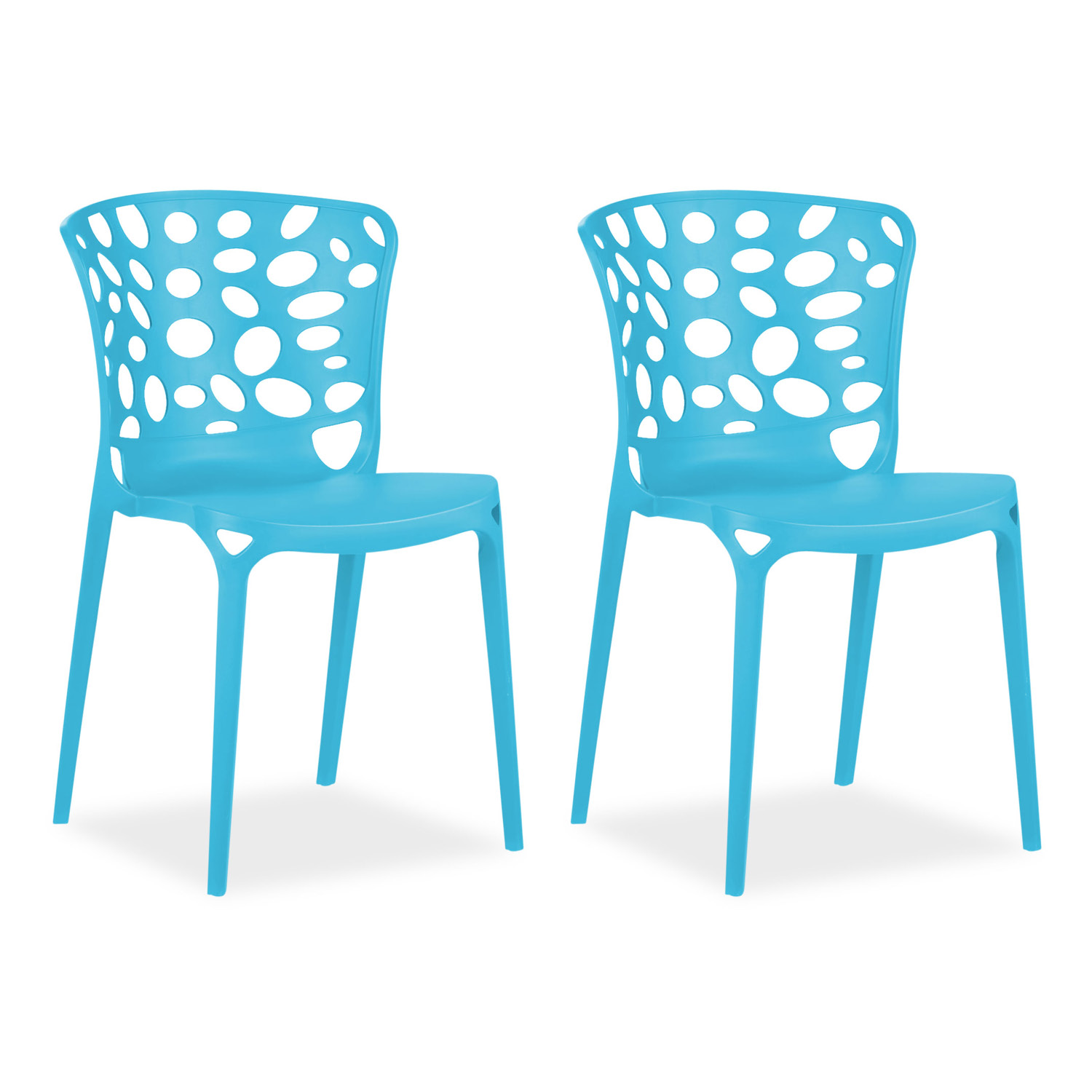 Garden chair Set of 2 Modern Blue Camping chairs Outdoor chairs Plastic Stacking chairs Kitchen chairs