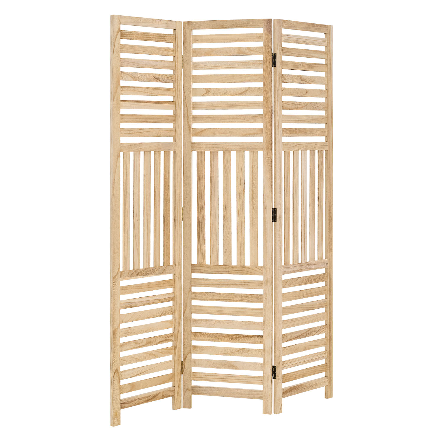 Paravent Natural Wooden Slats | 3-panel | Wood | Room Divider Partition Privacy Screen