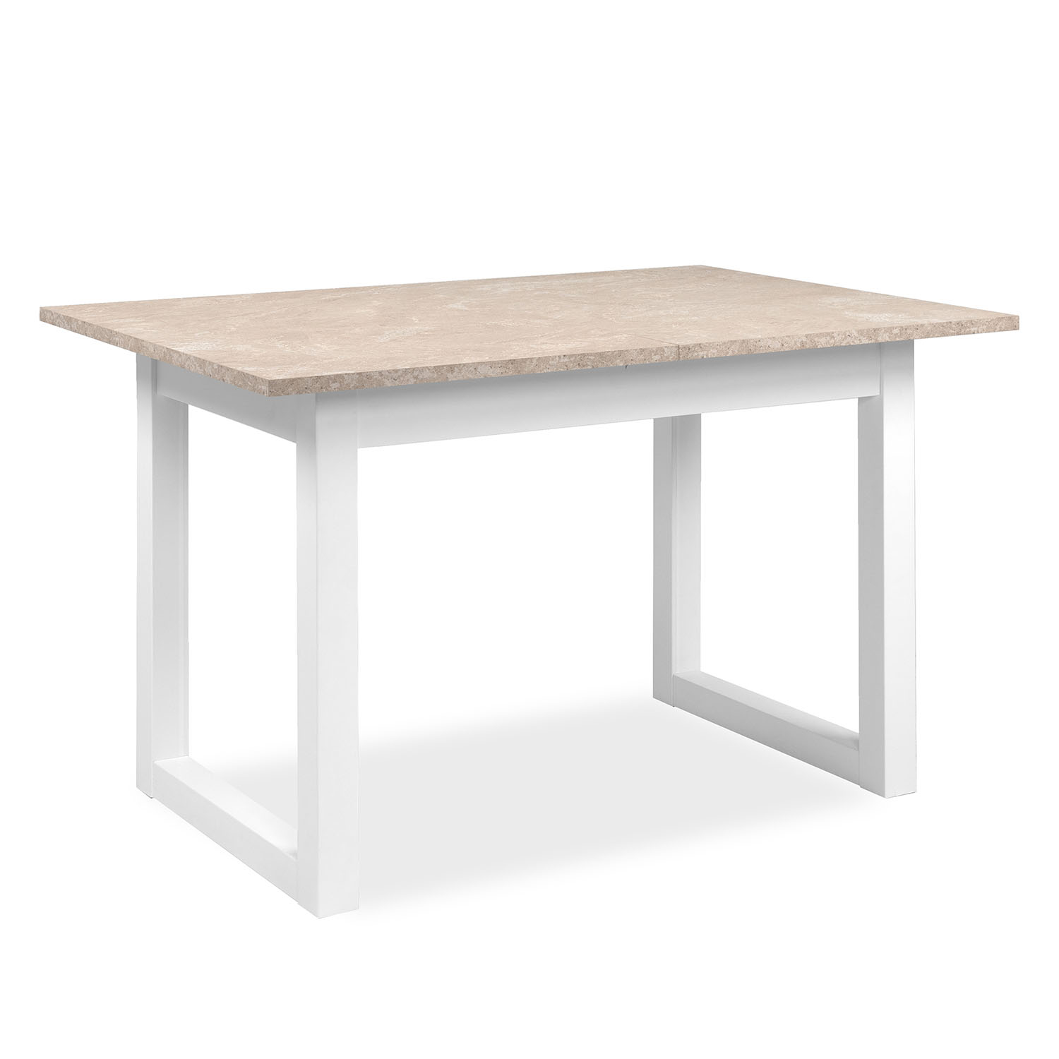 Extendable Dining Table 120x80 cm Kitchen Table Wooden Table White Sand stone Living Room Table