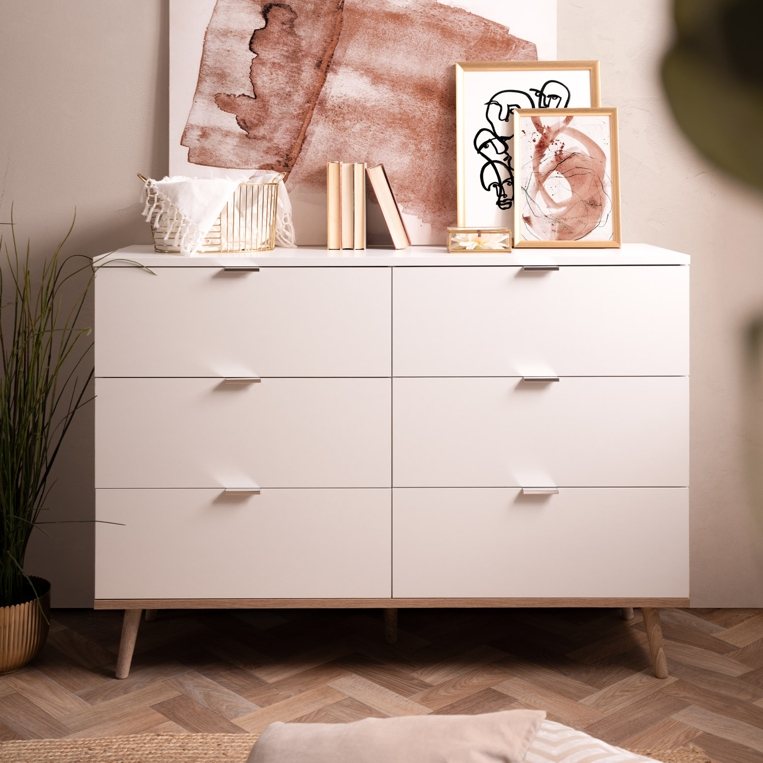 Chest of Drawers Sideboard White Wood Bedroom Wardrobe