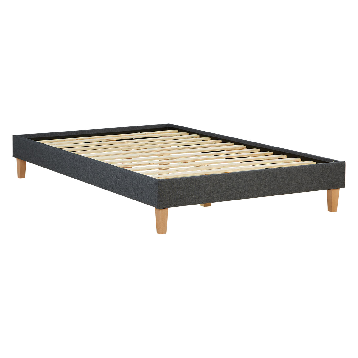 Upholstered Bed with Mattress 120x200 Slatted Frame Double Bed Fabric Bedstead Bed Grey