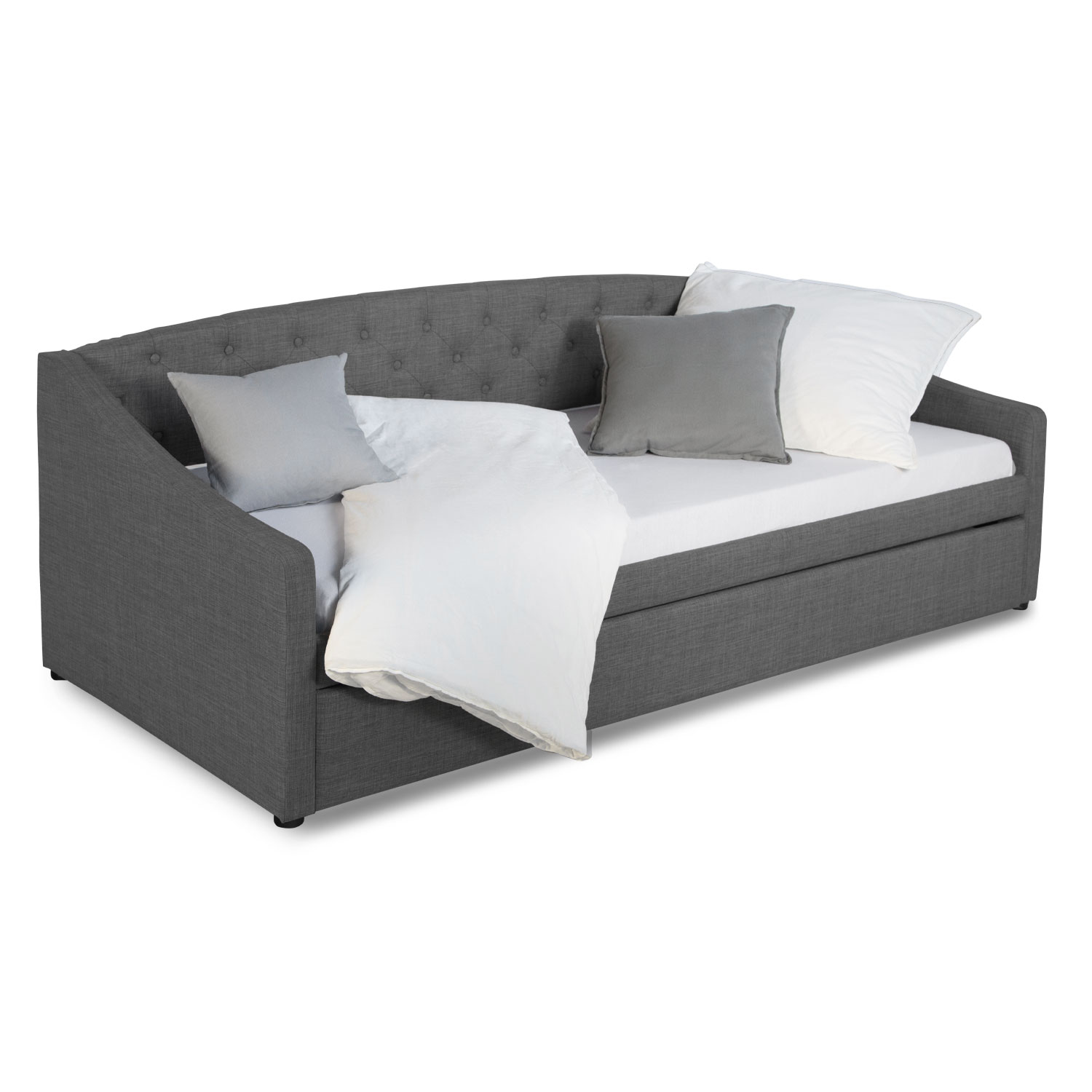 DayBed 90x200 Grey Upholstered Bed Drawer Sofa bed Guest bed Extendable