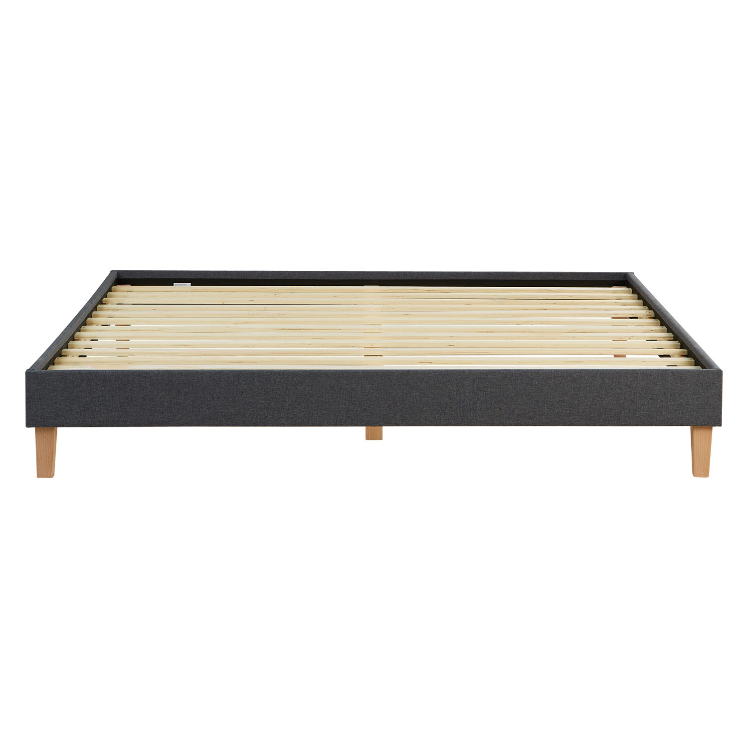Upholstered Bed Frame Double Bed 180 x 200 cm Grey Futon Bed Platform Bed Fabric