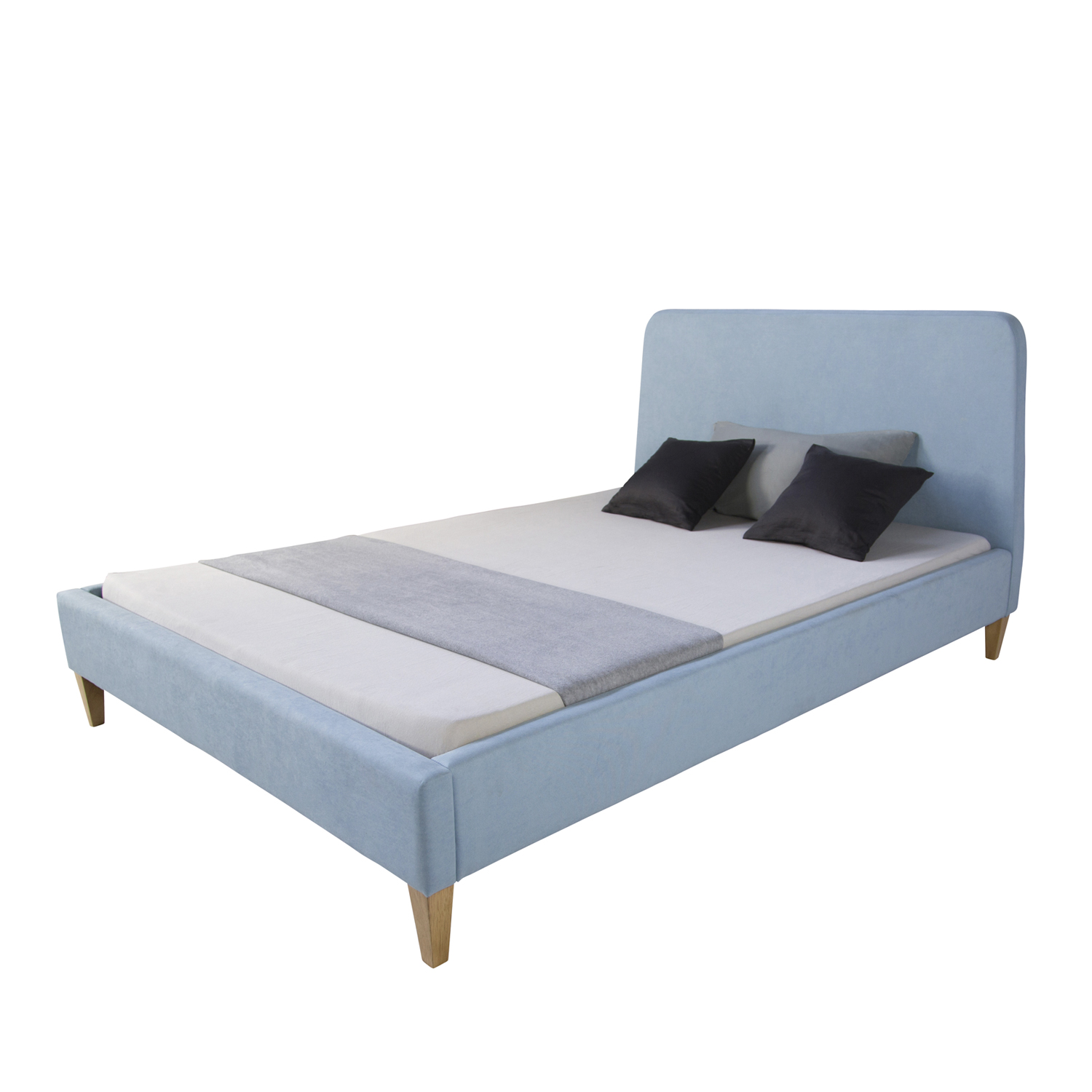 Upholstered Bed Fabric Double Bed 140x200 cm with Slatted Frame Blue