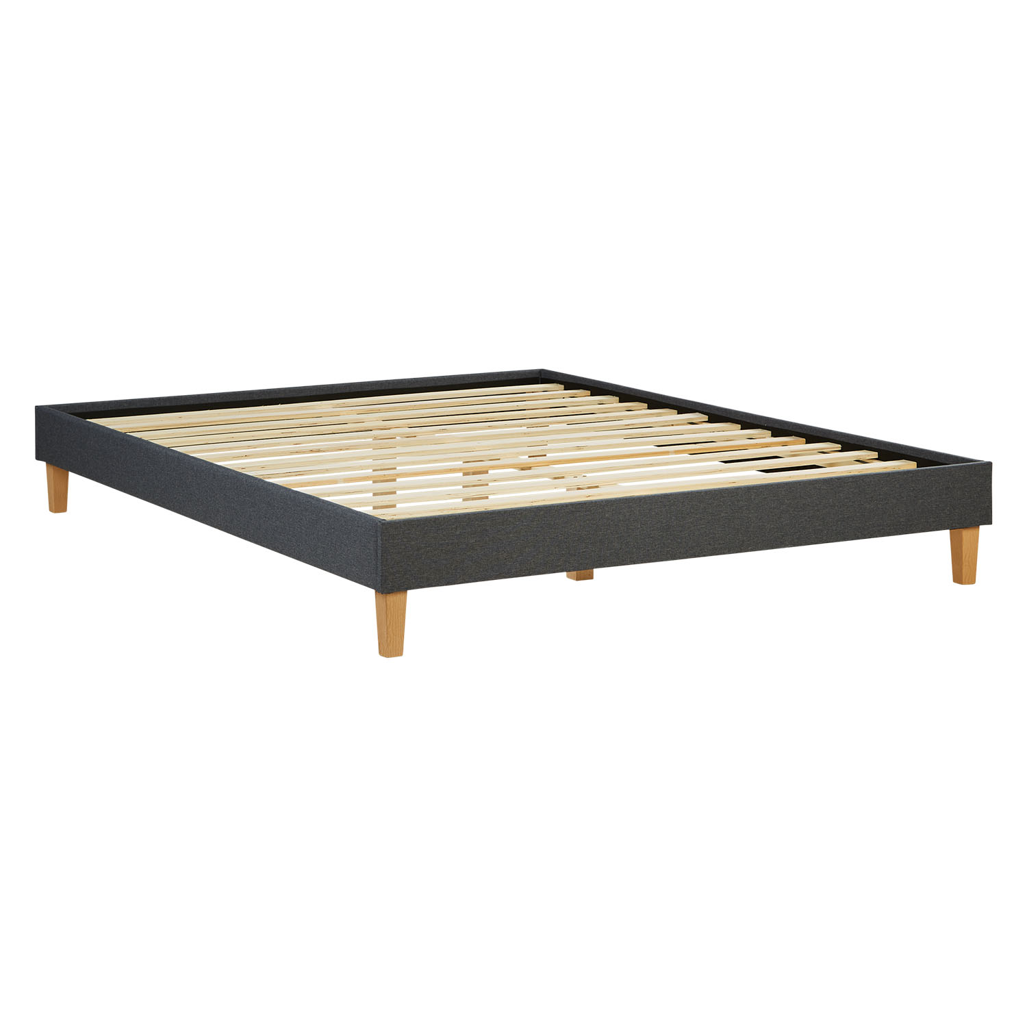 Upholstered Bed Frame Double Bed 160 x 200 cm Grey Futon Bed Platform Bed Fabric Upholstered Bed Frame Double Bed 160 x 200 cm Grey Futon Bed Platform Bed Fabric