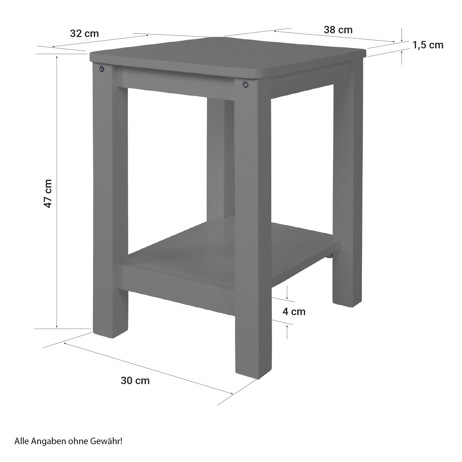 Beistelltisch Nachttisch Holz Grau Schlafzimmer Couchtisch Wohnzimmertisch